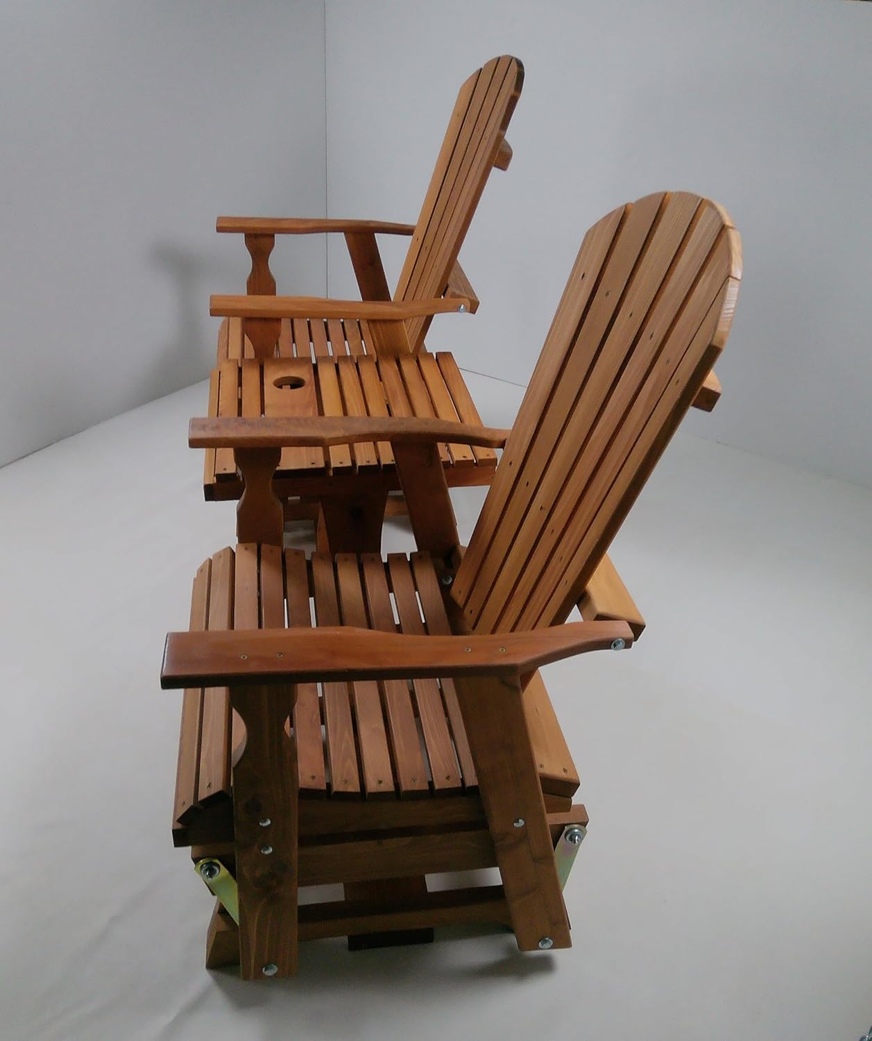 Rustic Finished 6 Foot Cedar Fanback Settee Glider, Amish Crafted