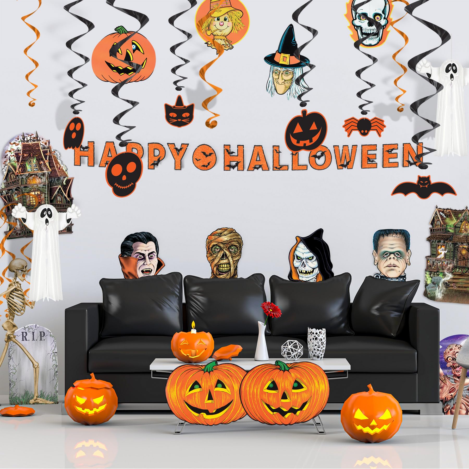 【HALLOWEEN　Party♪】✦BLACKハウス✦家具＆小物など全て付き♡ Amazon.com: Colingmill 56 Pcs Halloween Village Accessories Set