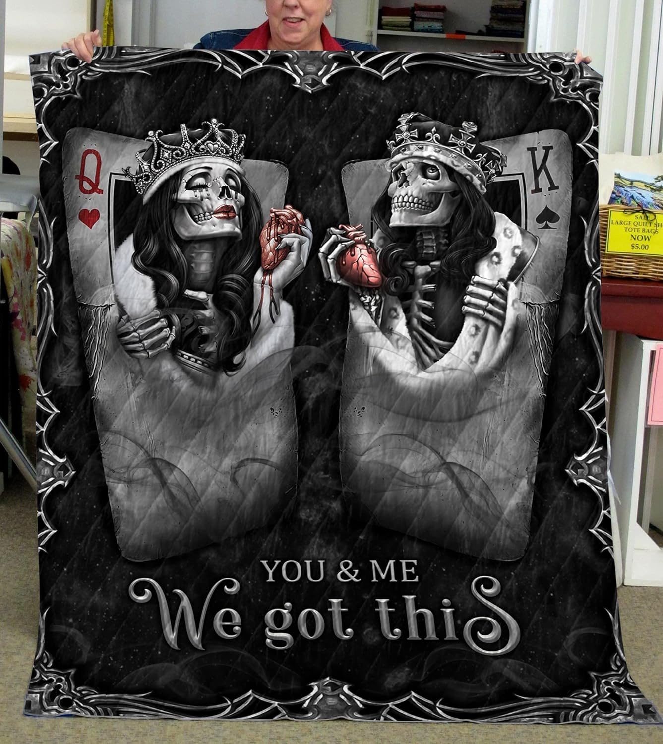 Quilt Skull to My Only Love - I Love You More Rose Skulls - I Love You Forever and Always Quilt - Gifts for Couple - Gifts for Her - Gifts for Him 68 (Rose Skull, 60x80 inches)