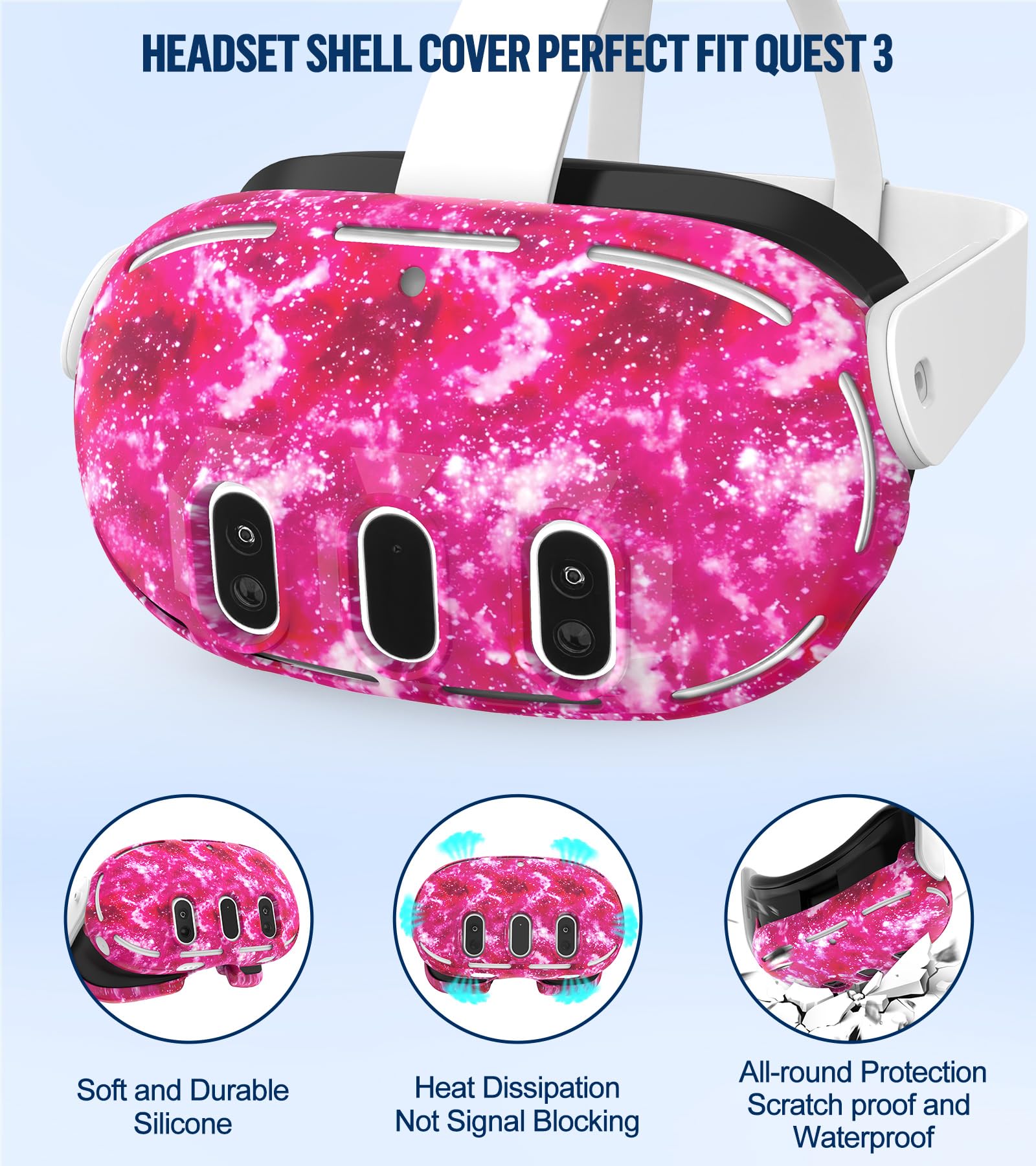 Juego de fundas de silicona compatibles con Oculus/Meta Quest 3, funda de agarre para controlador táctil, cubierta de carcasa de realidad virtual, cubierta de interfaz facial, cubierta