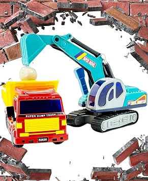 Big Daddy Full Size Medium Duty Dump Truck and Excavator Construction Toy Set