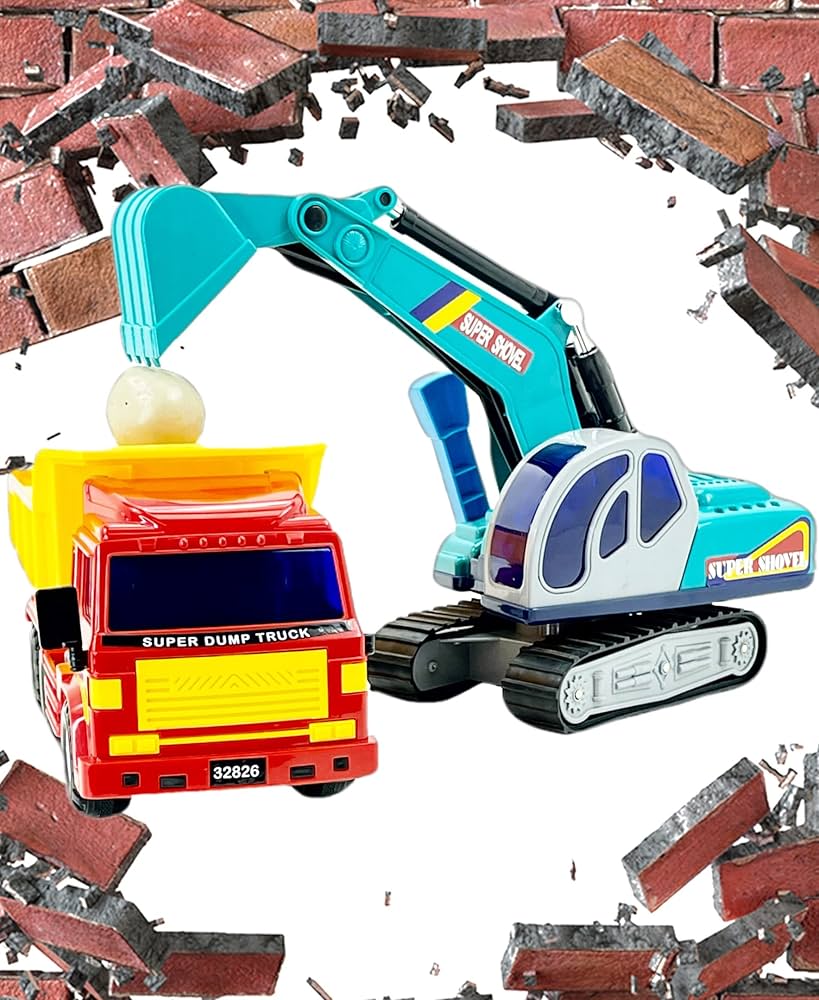 Big Daddy Full Size Medium Duty Dump Truck And Excavator Construction Toy Set : Amazon.co.uk: Toys & Games