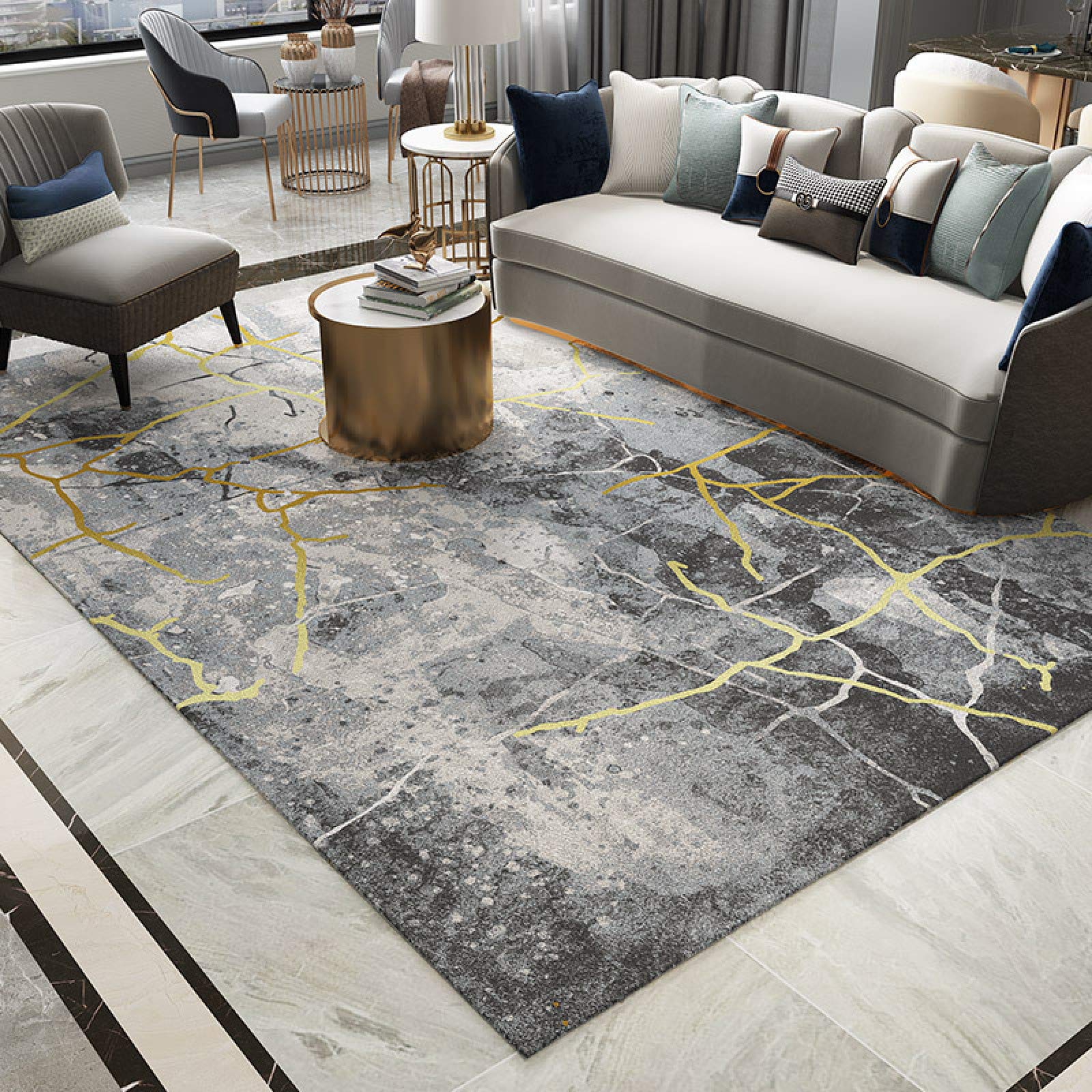 Tapis gris clair 120x180cm de salon moderne imitation cachemire