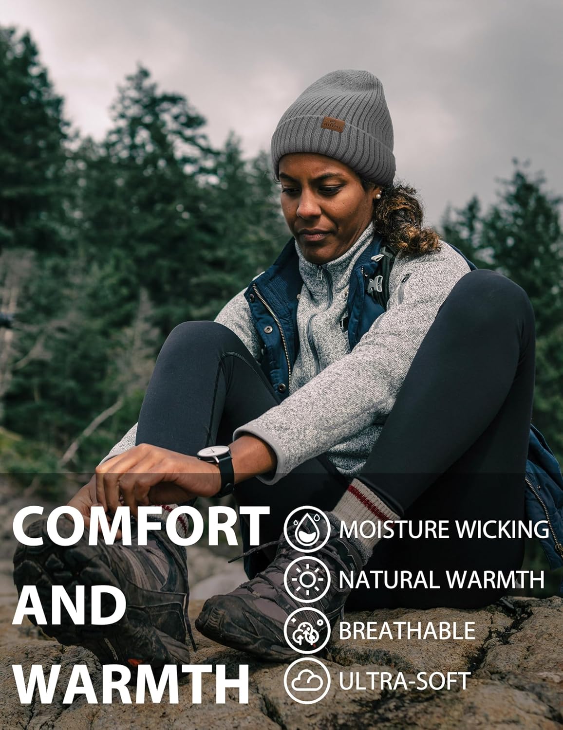 LiuSuper XXL Oversized Beanie Hat for Men and Women, Extra Large Warm Winter Cap for Big Heads, Lined & Stretchy - Image 5