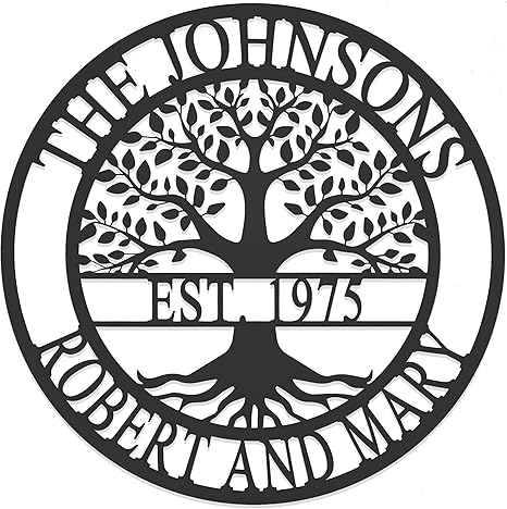 Established Family Tree Metal Sign – Custom Last Name Wall Decor for Home, Established Family Name Sign, Personalized Home Tree Wall Art (15")