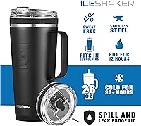 Vista 1 de Ice Shaker Vaso flexible de acero inoxidable de 26 onzas con asa, como se ve en Shark Tank, vaso blanco moderno para beber