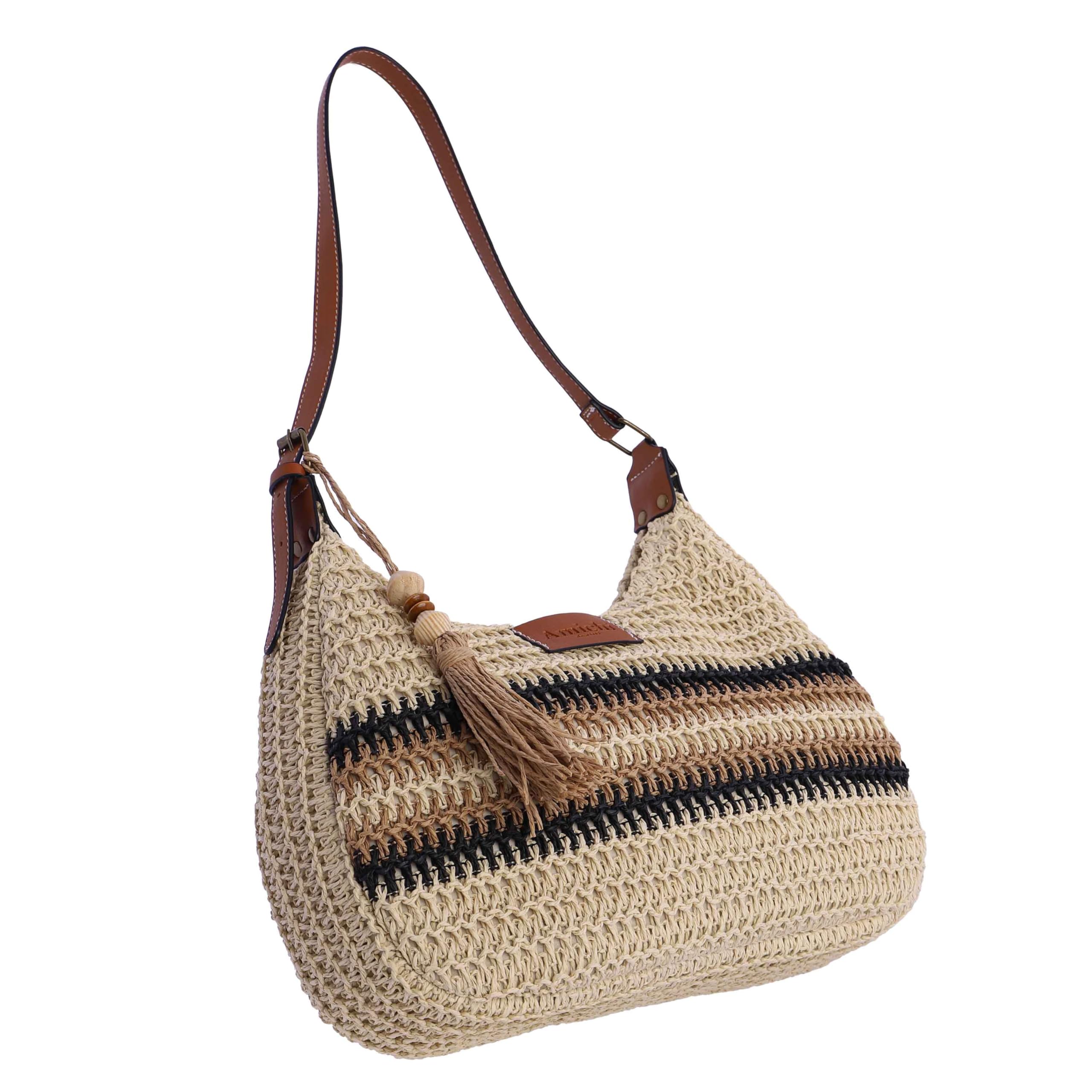 AMICHI - Bolso shopper mujer - Bolso mujer de rafia diseño artesanal para verano, Lanzarote