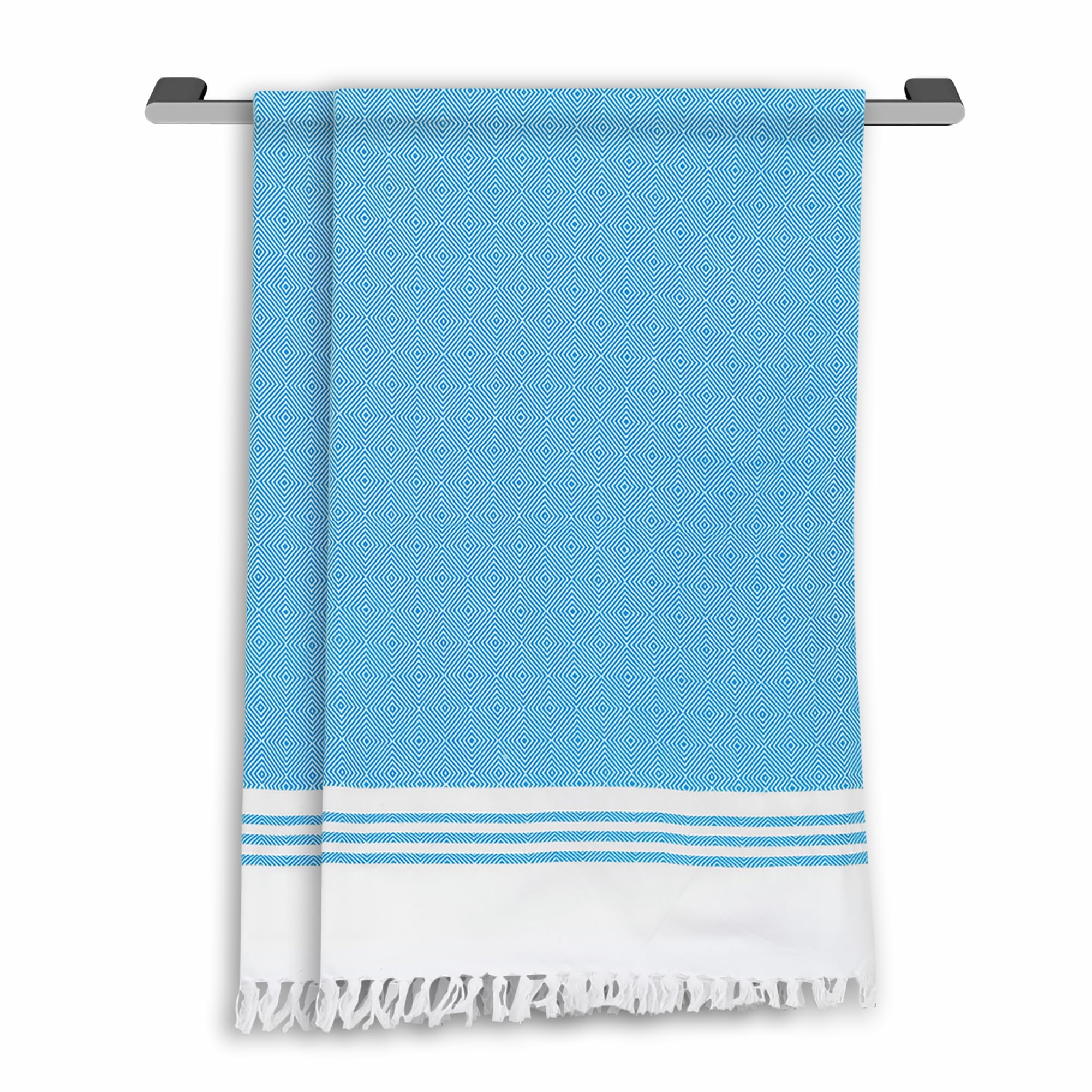 Premium Cotton Non-Terry Bath Towels, Soft, Quick Absorbent, Comfortable Cotton Bath Towels, Large Size(150cm x 75cm), Quick Dry, Gym, Travel & Bath Towel (Pack of 2, Blue)