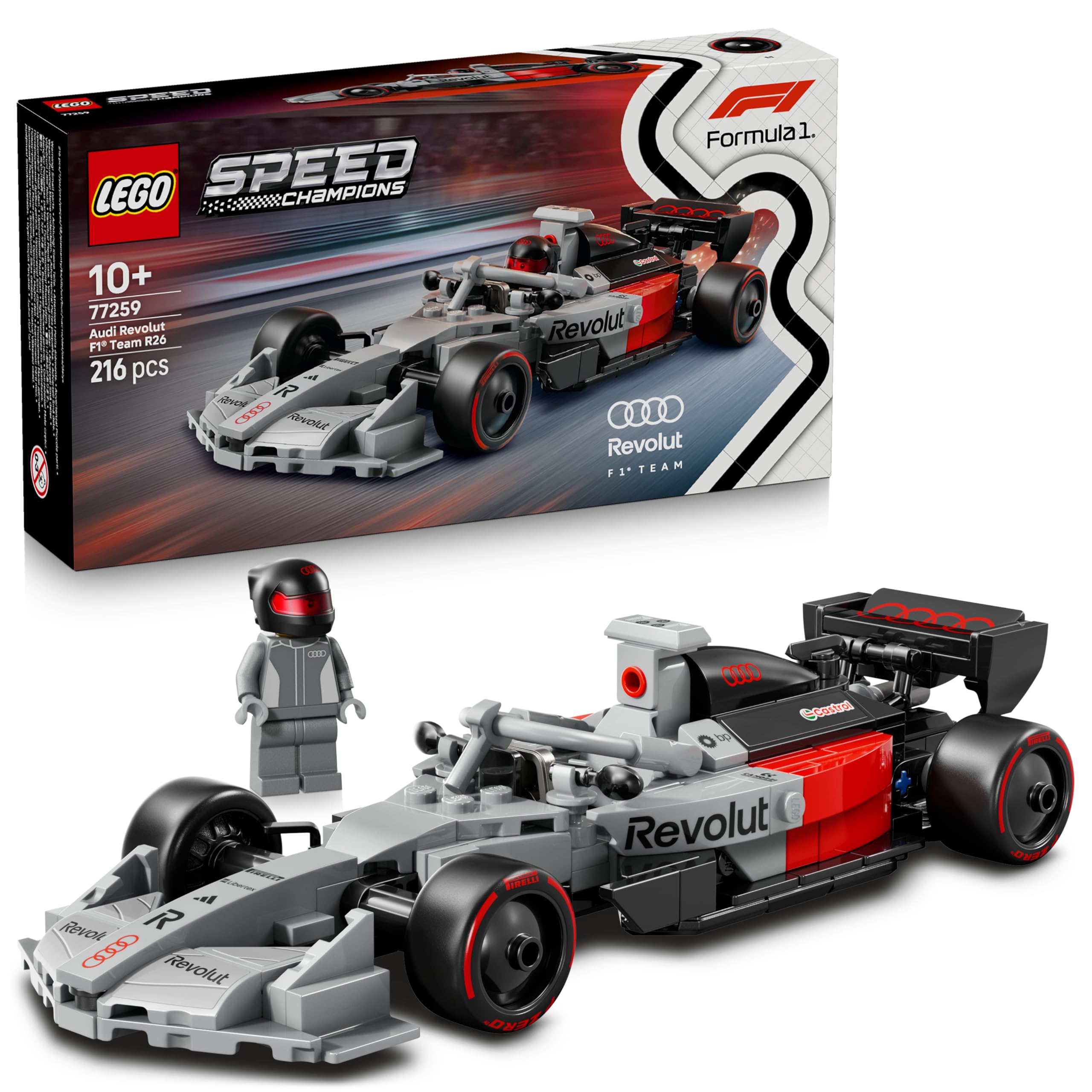 LEGO® Speed Champions Audi Revolut F1® Team R26 Race Car Toy Building Set with 1 Minifigure 77259-image-46