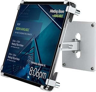 AboveTEK Soporte de Pared para Tablet, Soporte para iPad con función antirrobo (9,7" - 13"), rotación e inclinación de 360°, Soporte VESA para expositores comerciales de Punto de Venta-Plateado