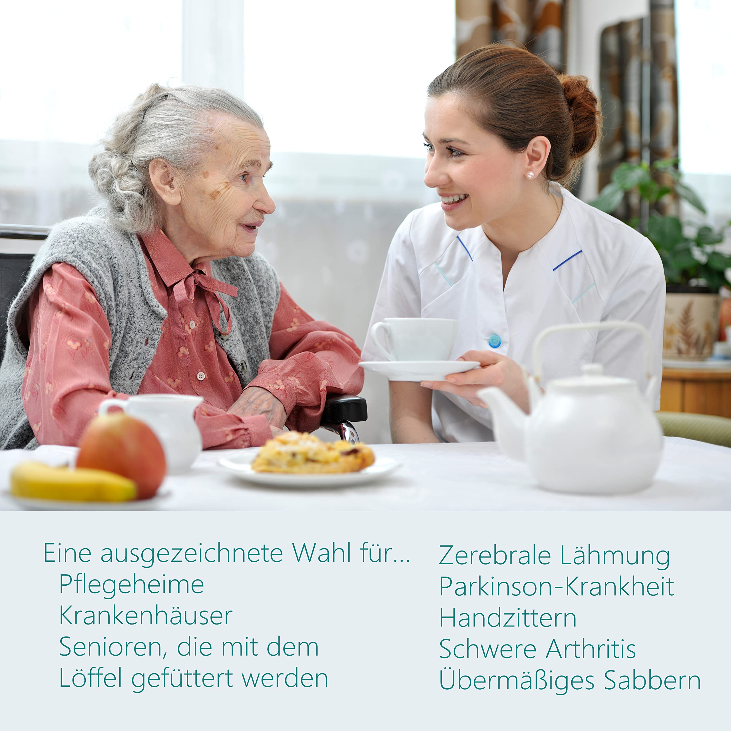 Celley Gewichtetes Besteck, 200 g, 4-teiliges Edelstahl-Besteck-Set mit Messer, Gabel und Löffel für Tremor