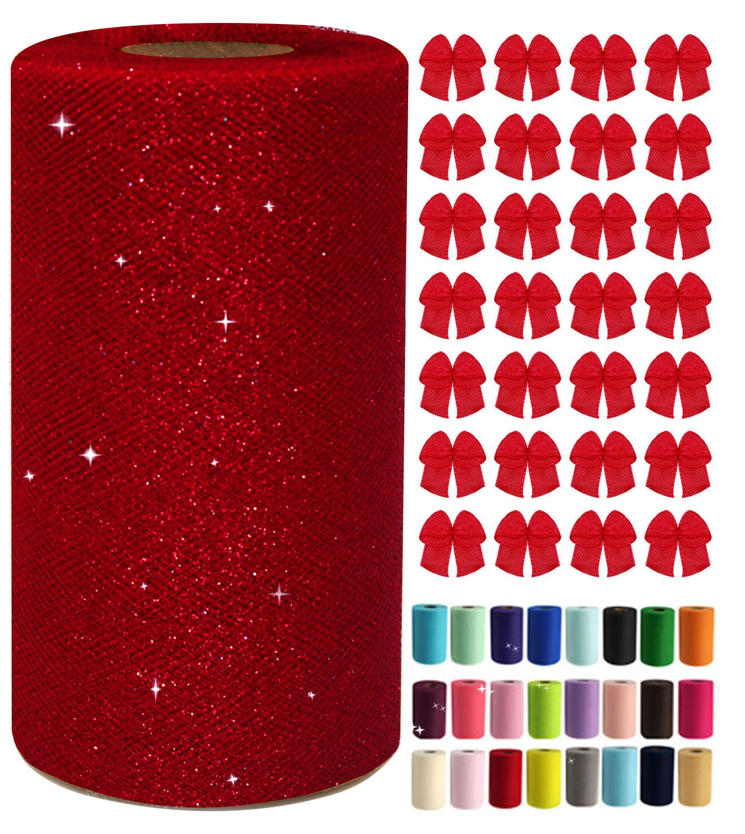 Red Glitter Tulle Rolls Inch By 50 Yards Sparkle Desertcart - Main Image