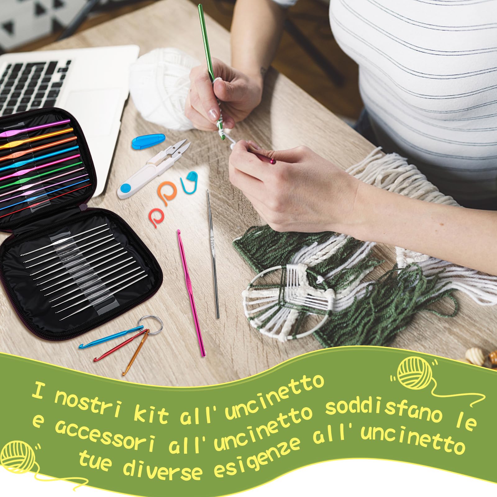 Set Uncinetti Kuppt Con Accessori - Kit Completo Per Principianti E Esperte, Custodia Viola - Foto 2