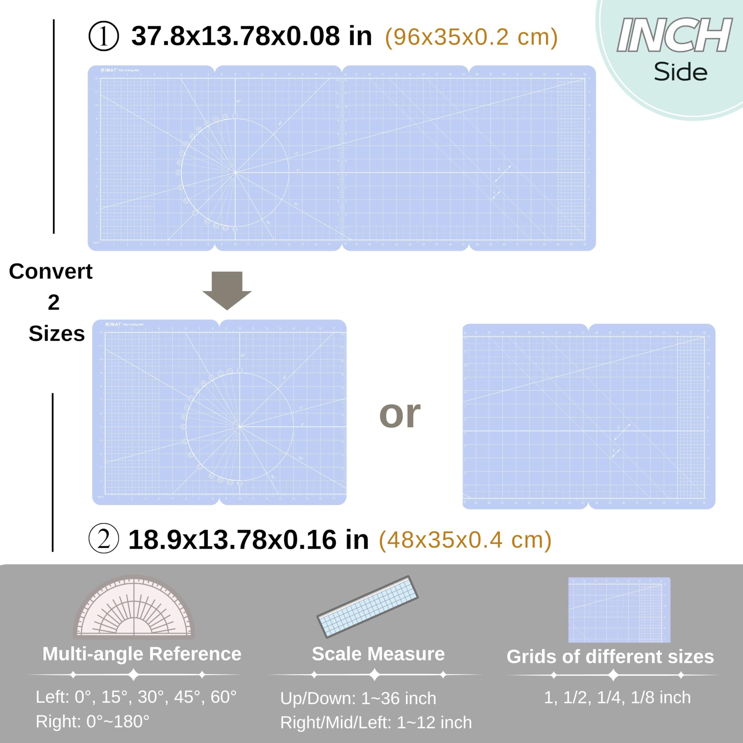 iMAT Flip Cutting Mat M Type, Foldable, Min Size Close to A4, Max Size 37.8