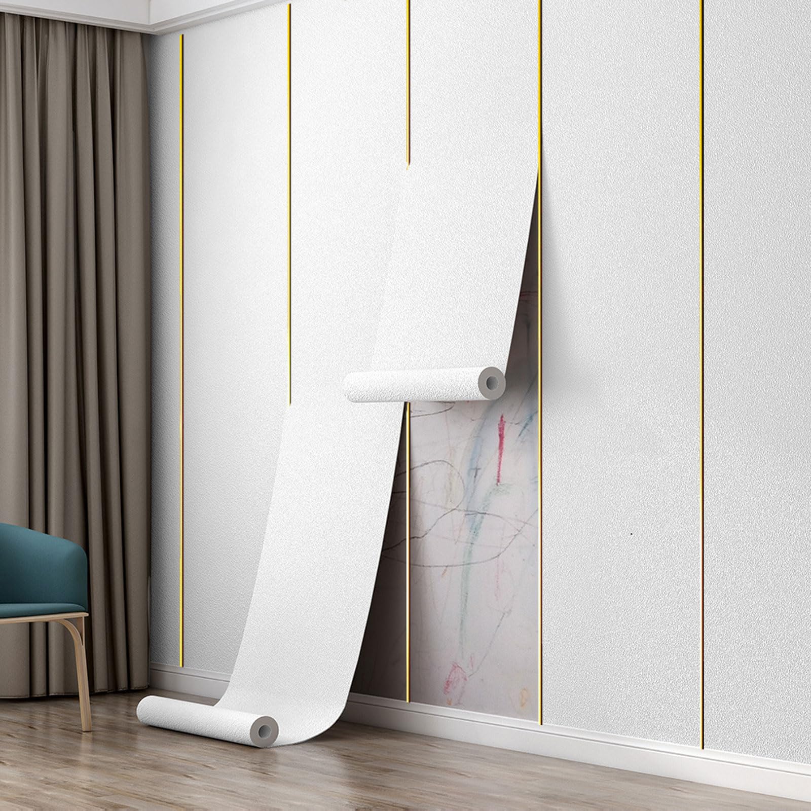 Papel Tapiz Térmico Aislante,Rollo de Papel Tapiz Autoadhesivo de Espuma 3D de Lino,Placas Antihumedad Aislamiento Acustico,Parede Oculta,para Parede de Yeso Descascarillado