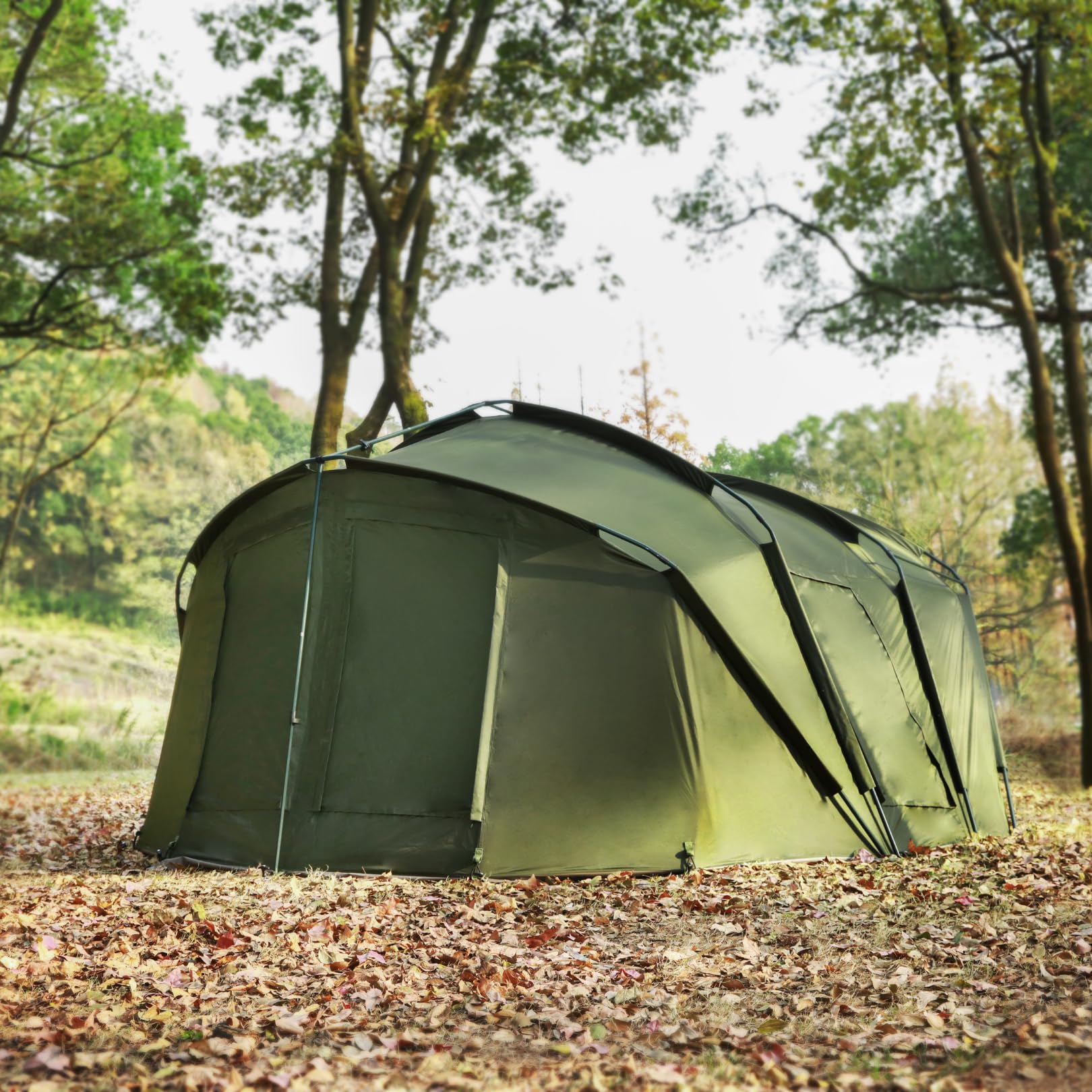 MK-Angelsport Fort Knox Air 4 Mann Angelzelt Dark Night 2.0 – wasserdichtes, abgedunkeltes Bivvy | Sturmresistentes, wasserdichtes Karpfenzelt mit dunkler Innenbeschichtung und Moskitonetzen