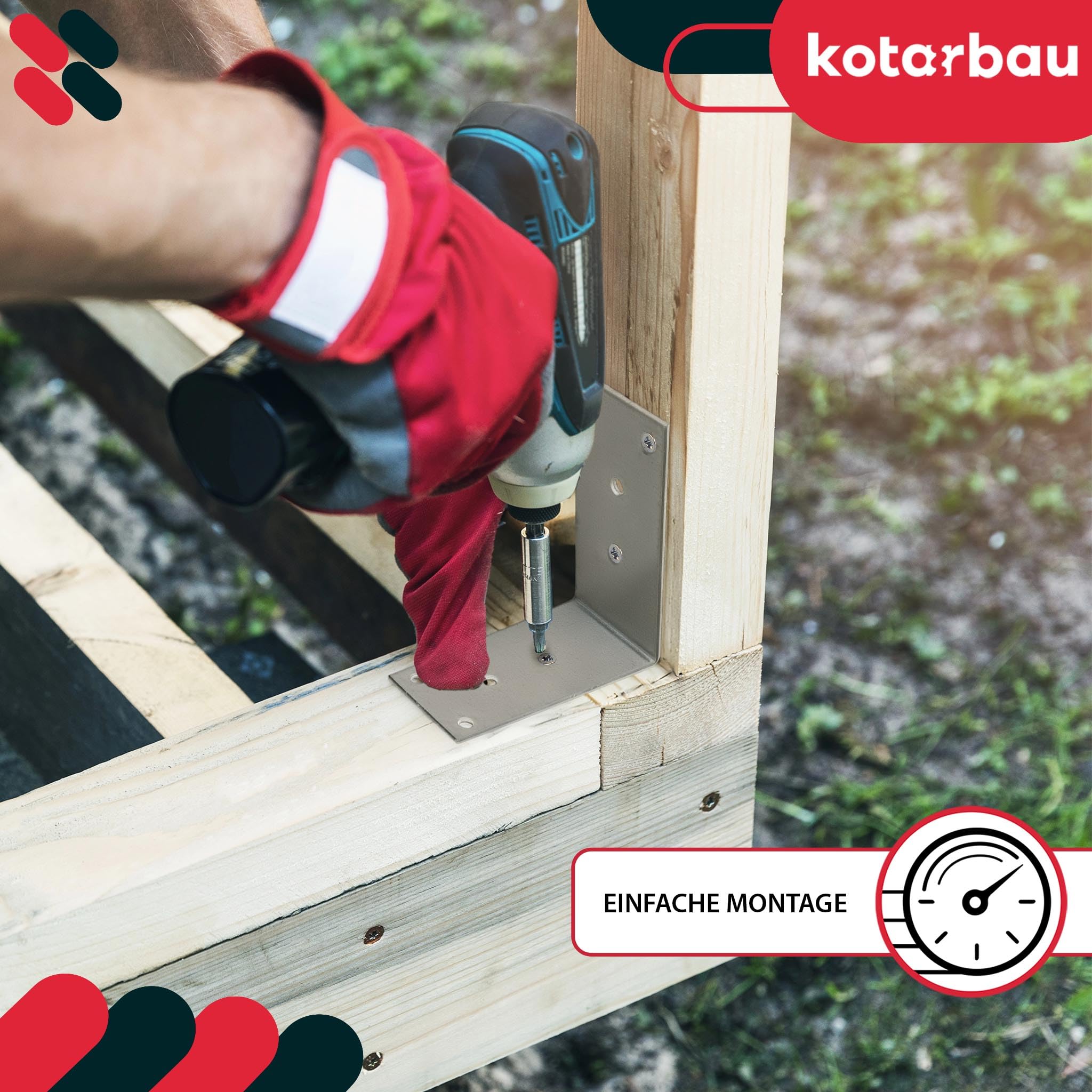 KOTARBAU® 100er Set Winkelverbinder - Schwerlastwinkel - 80 x 80 x 40 mm - verzinkter Stahl - Winkel - Stahlwinkel - Stabil - Langlebig - Balkenverbinder - Silber