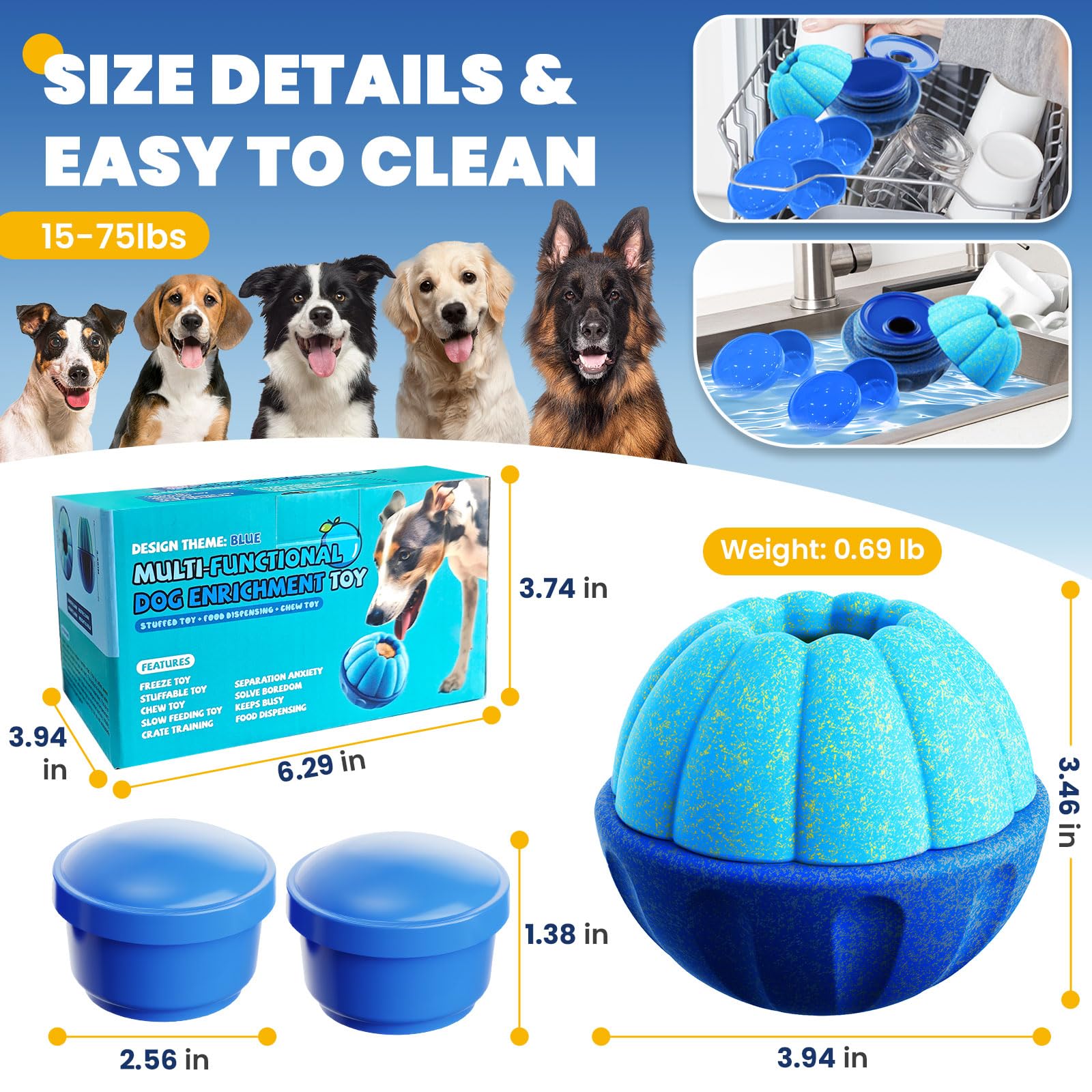 Frozen Dog Treat Toy Ball – Interactive Puzzle Feeder For Mental Stimulation & Slow Eating