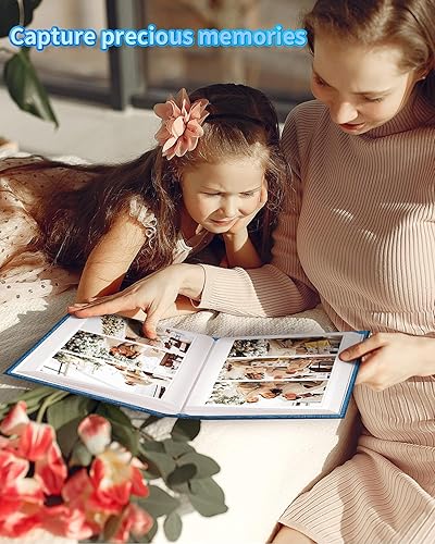 Miniatura 7 de Álbum de fotos de 4 x 6 pulgadas con 300 bolsillos, álbumes de fotos deslizables, cubierta de lino, libro de recuerdos con ventana frontal, página
