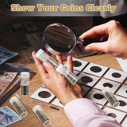 Miniatura 5 de Qunclay 30 piezas de tubo de almacenamiento de monedas, tubos de cuarto de centavo transparentes, soportes de plástico para cuartos de moneda,