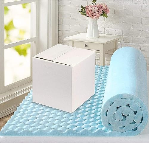 Miniatura 5 de Treaton Cubrecolchones de espuma suave de 1 pulgada con diseño contorneado de cáscara de huevo Extiende la vida útil del cubrecolchón, proporciona