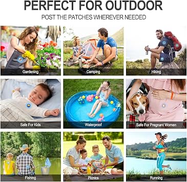 Mosquito Repellent Stickers 240 Pcs Natural Mosquito Patches for Kids and Adults with 5 Pack Individually Wrapped Mosquito Repellent Bracelets for Outdoor Camping Traveling Fishing