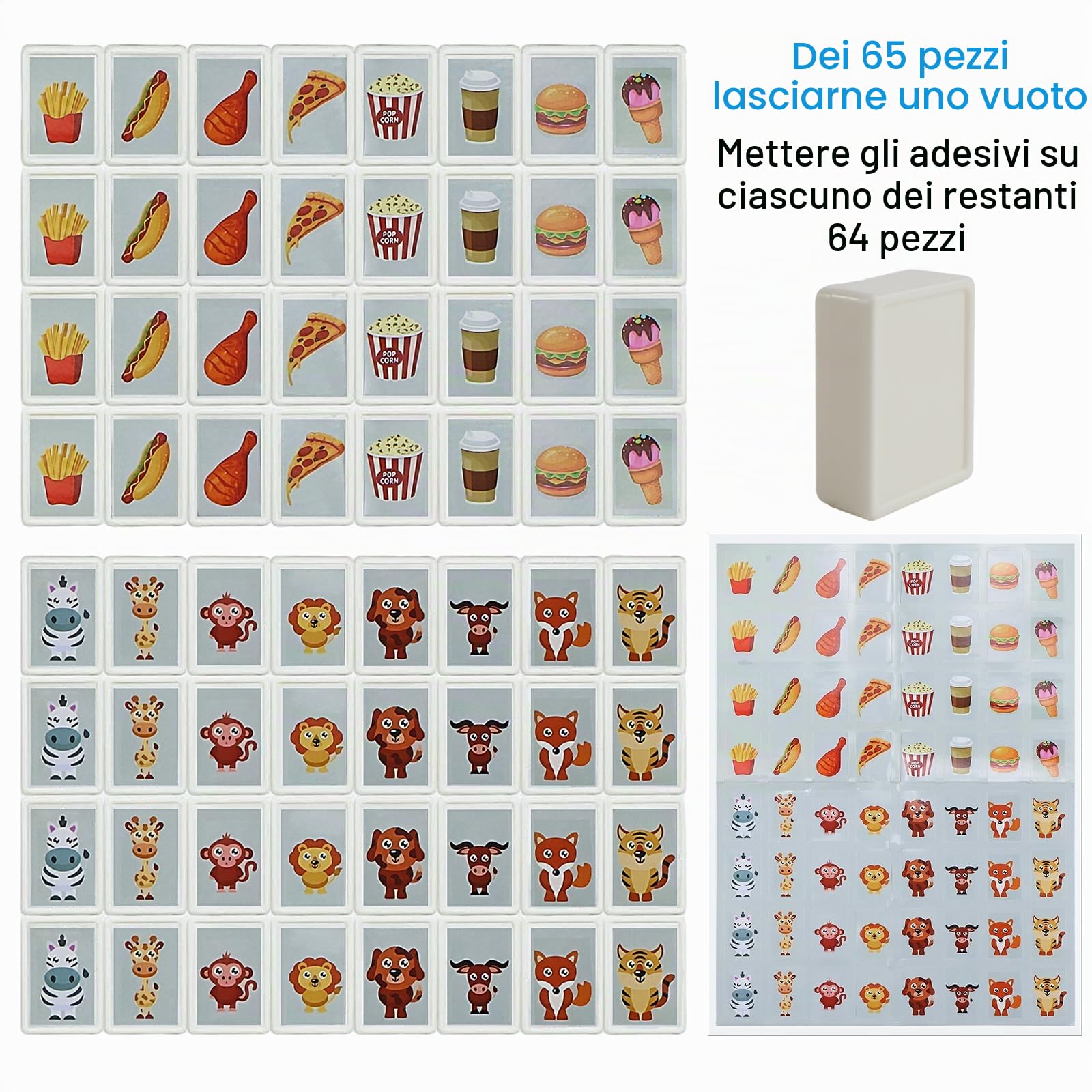 65 Blocchi di Mahjong 30mm (Plastica ABS) - Seaside Escape Gioco da Tavolo per Bambini e Feste - Zen Game con 64 Adesivi Carini