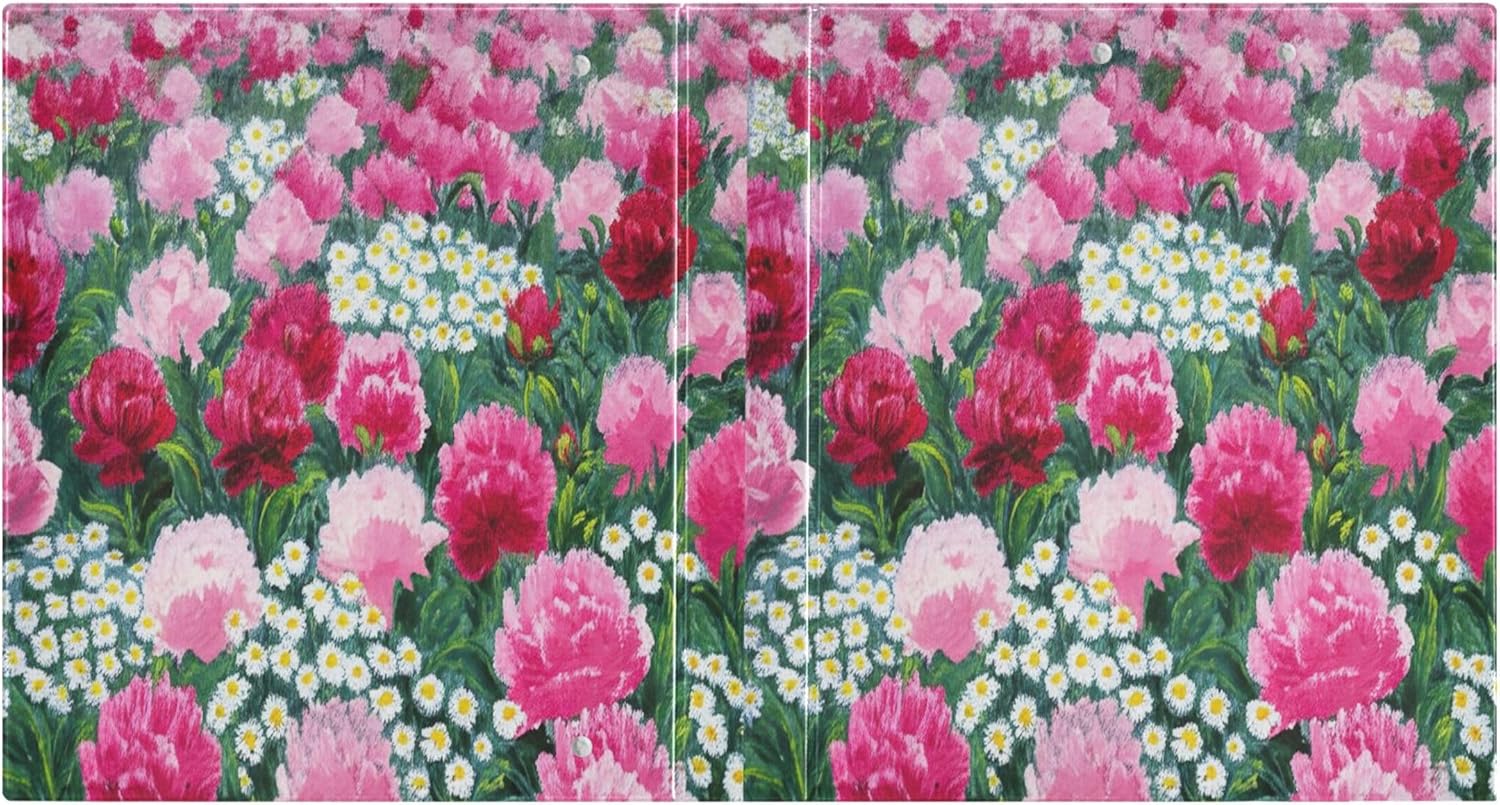 カスタム レッド ピンク 牡丹 ホワイト デイジー 3 リング 1.5インチ バインダー 200枚収納 ノートブックフォルダー プリ