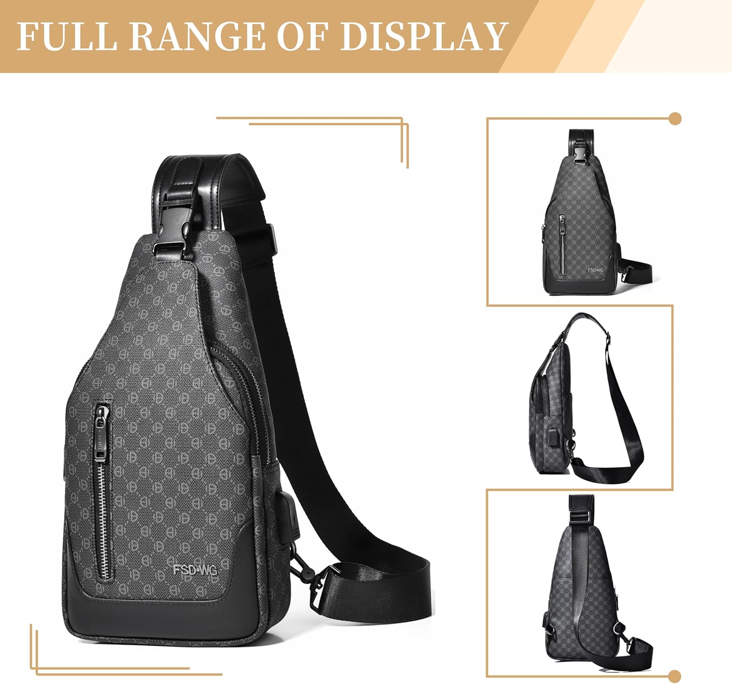 FSD. WG sling Backpack for Men Chest Bag Crossbody Shoulder Bags Travel Hiking Bag Purse for Men with Water Resistant - Image 3