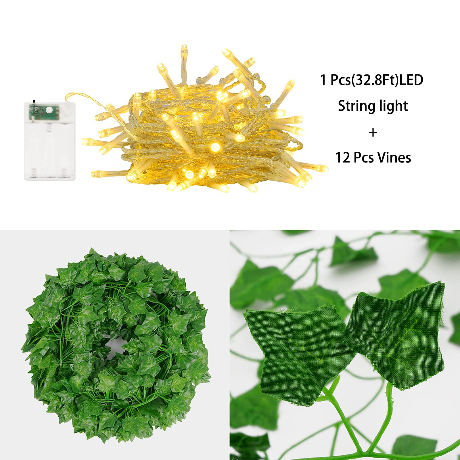 Artflower 12 Pcs 84Ft Artificial Ivy Leaf Plants Fake Ivy Leaves