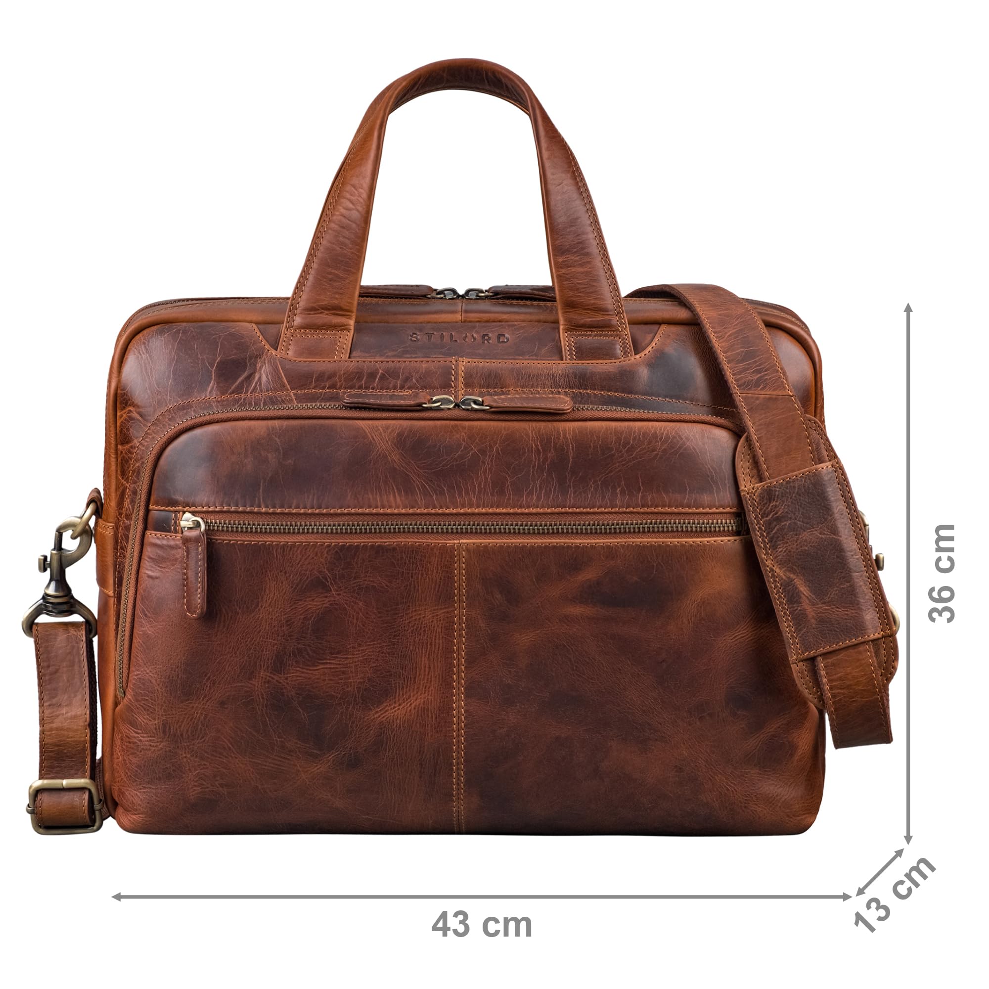 Stilord Lias Leather Shoulder Bag per Uomini - Elegante per la Prossima Riunione - Dettaglio