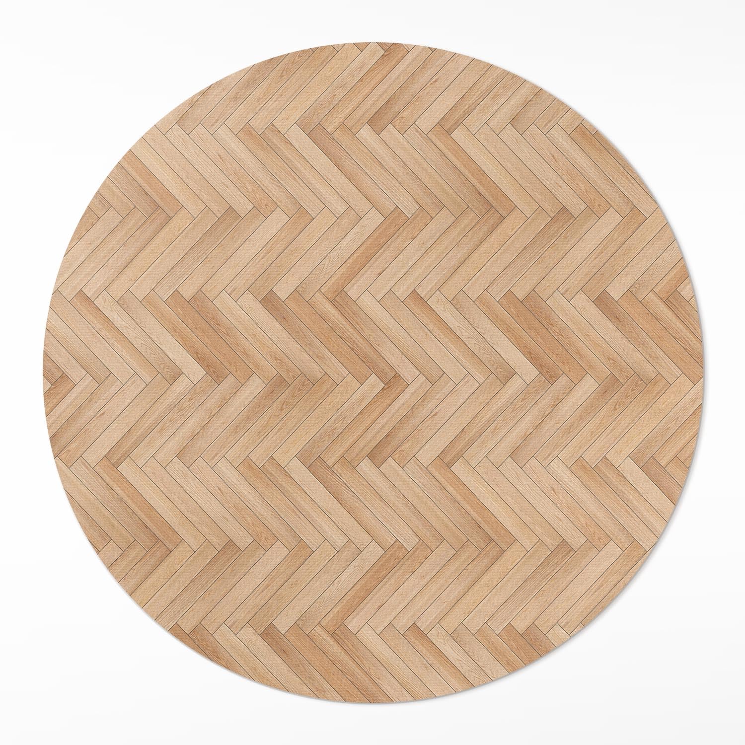 Tapis Vinyle ø70 cm pour Salon Chambre Intérieur PVC Maison Deco de Sol Cuisine Entretien Facile Durable et élégant Rond Résistant à la Rayure - Parquet à Chevrons