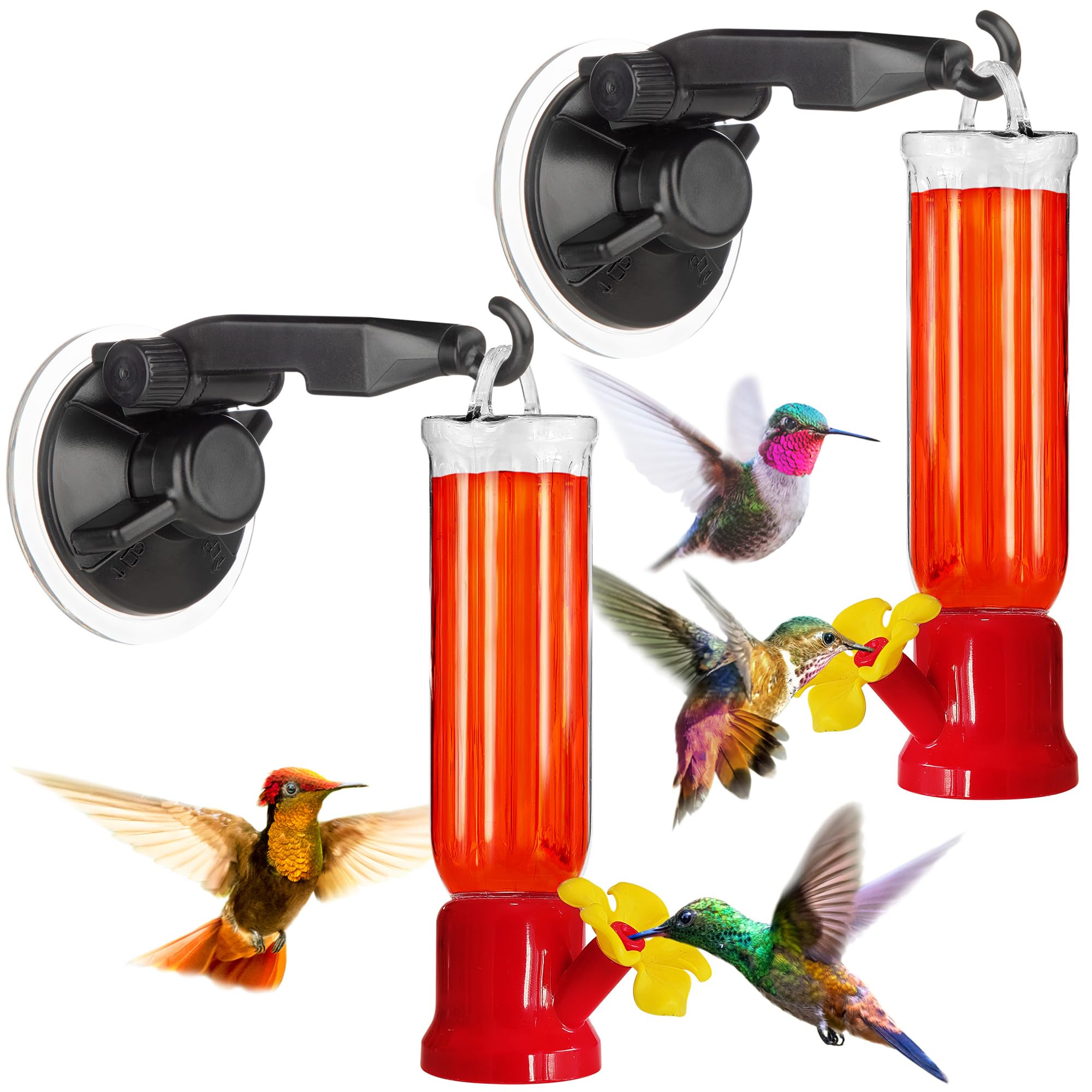 Gray Bunny Window Hummingbird Feeder with Strong Suction Cups Hangers (1 Pack) Small Plastic Humming Birds Feeders for Outside, New Leak-Proof Design, Gifts for Mom, Dad, Bird Lovers
