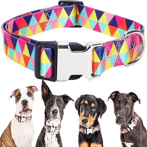 Lindo collar para perros XS, pequeños, medianos y grandes, collar de nailon suave para mascotas, estampado 3D multicolor, collares ajustables para Lindo collar para perros XS, pequeños, medianos y grandes, collar de nailon suave para mascotas, estampado 3D multicolor, collares ajustables para