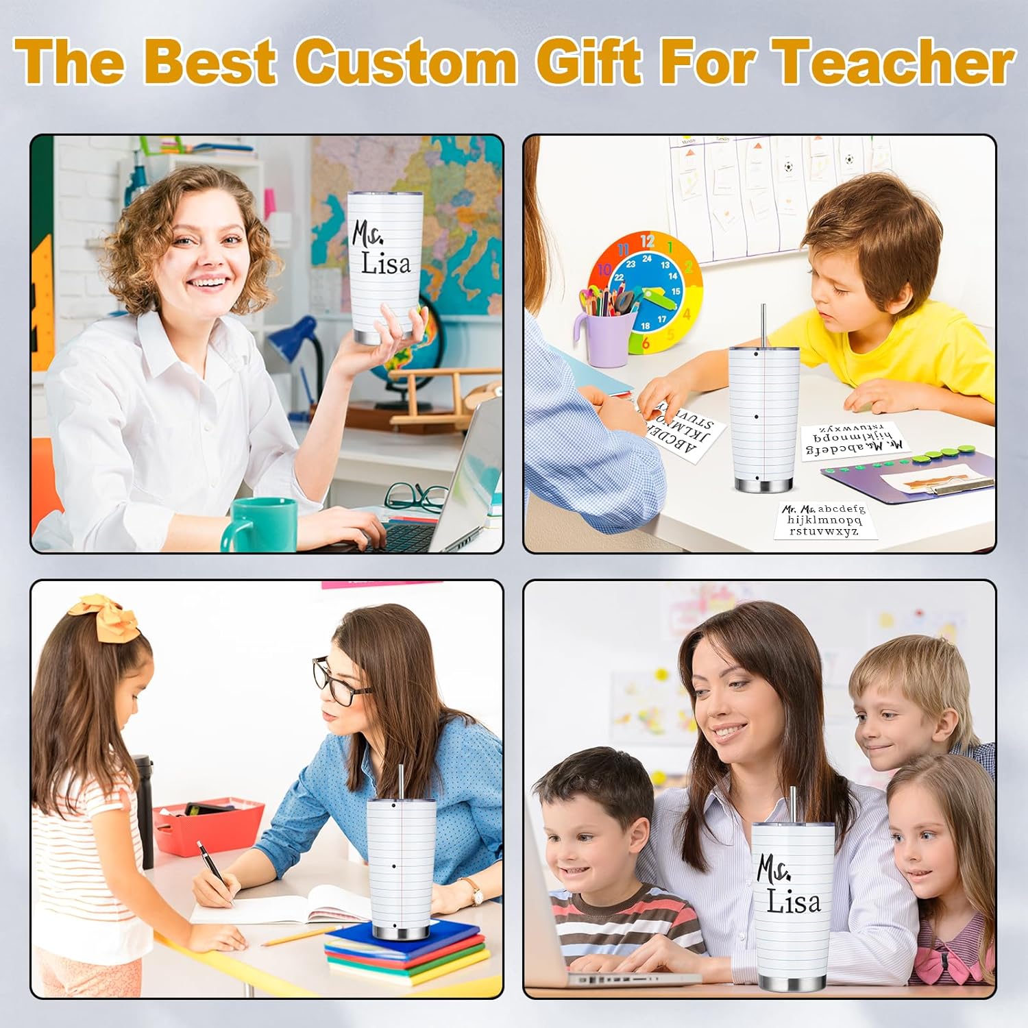 Teacher Appreciation Christmas Gifts for Men Women DIY Custom Name Thank You Tumbler Mug 20OZ Notebook Stainless Steel Cup for Birthday Graduation Back to School Teacher’s Day Retirement Gift - Image 7