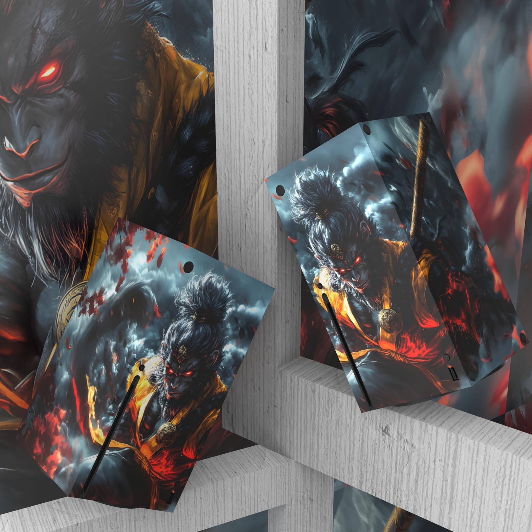 playvital Autocollant Manette pour Xbox Series X Accessoires Protection,Stickers pour Xbox Series X Console Skin-Tempête de Nuages Wukong