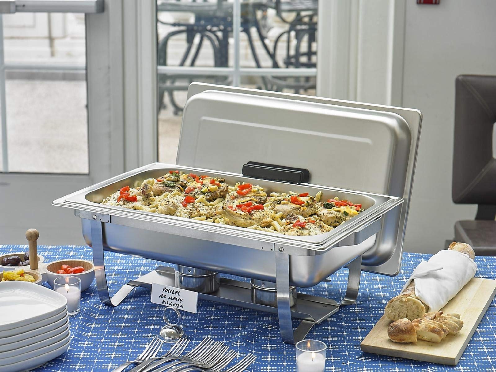 F433-1 Speisenwärmer Buffetwärmer GN1/1 bain marie mit Deckel, 60x37x29cm