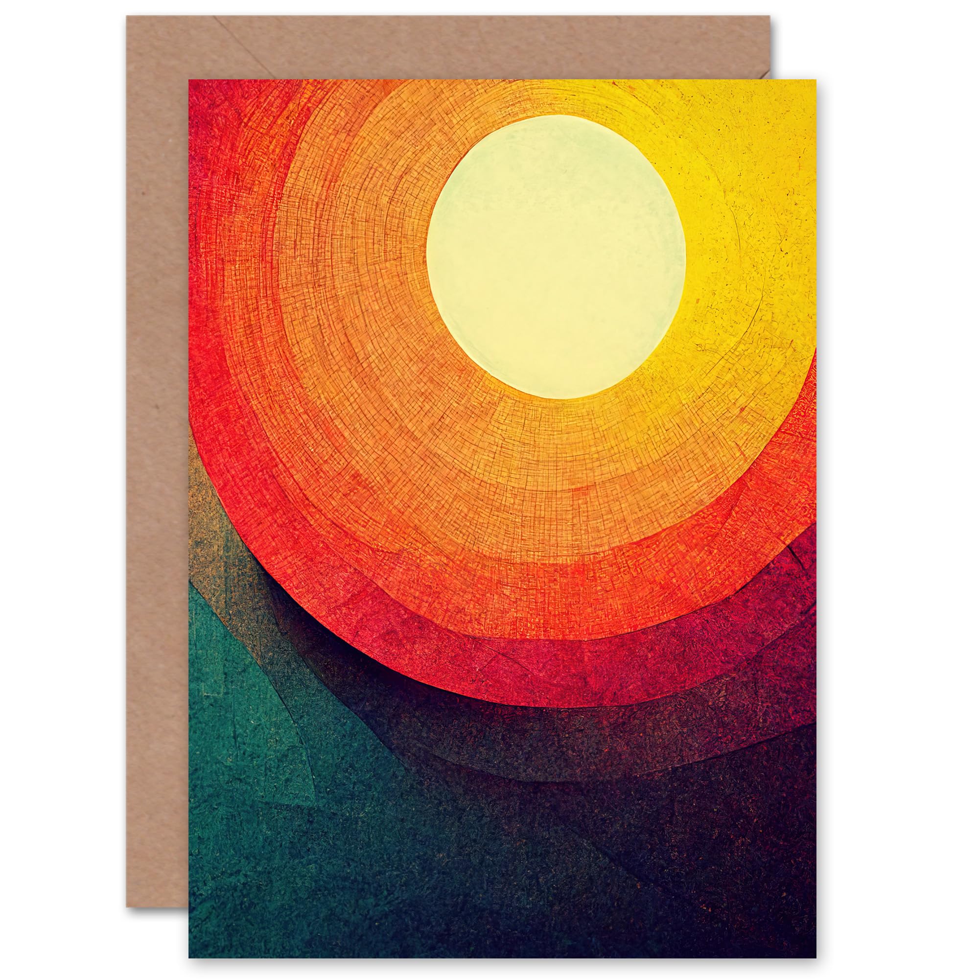 Artery8 Abstract Sun Sunbeam for Him or Her Man Woman Birthday Thank You Congratulations Blank Art Greeting Card