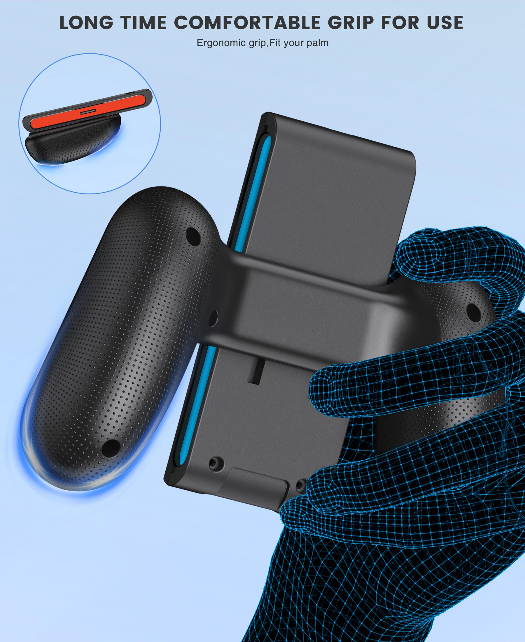 Mango de cargador de mano Joypad 2 en 1 compatible con Nintendo Switch 2 Joy Cons, agarre ergonómico de carga LED para Joypad 2 con cable USB C accesorios de carga