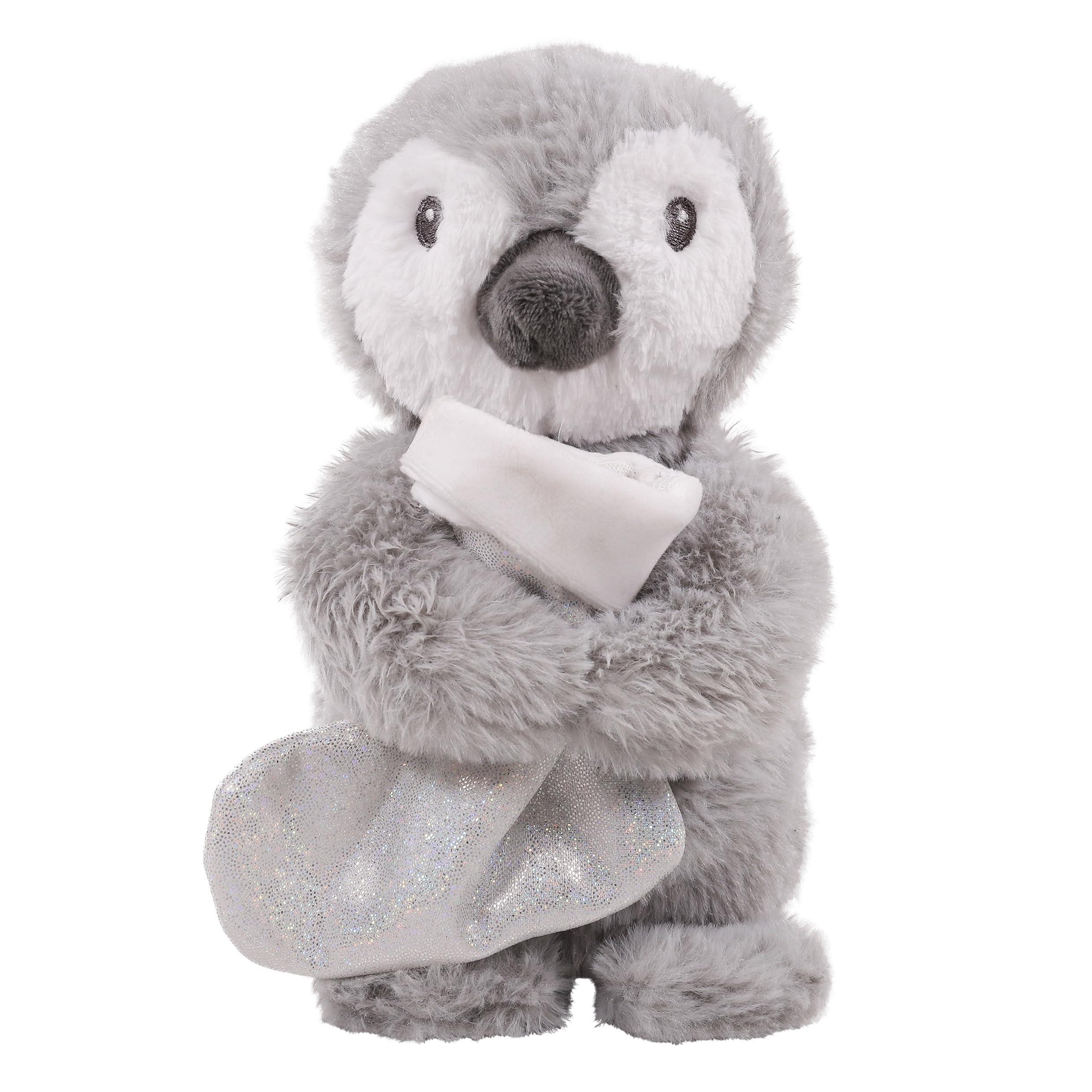 Rosewood Prancer Penguin Dog Toy, Plush Grey Penguin with Sparkly Silver Stocking for Treat Hiding Soft