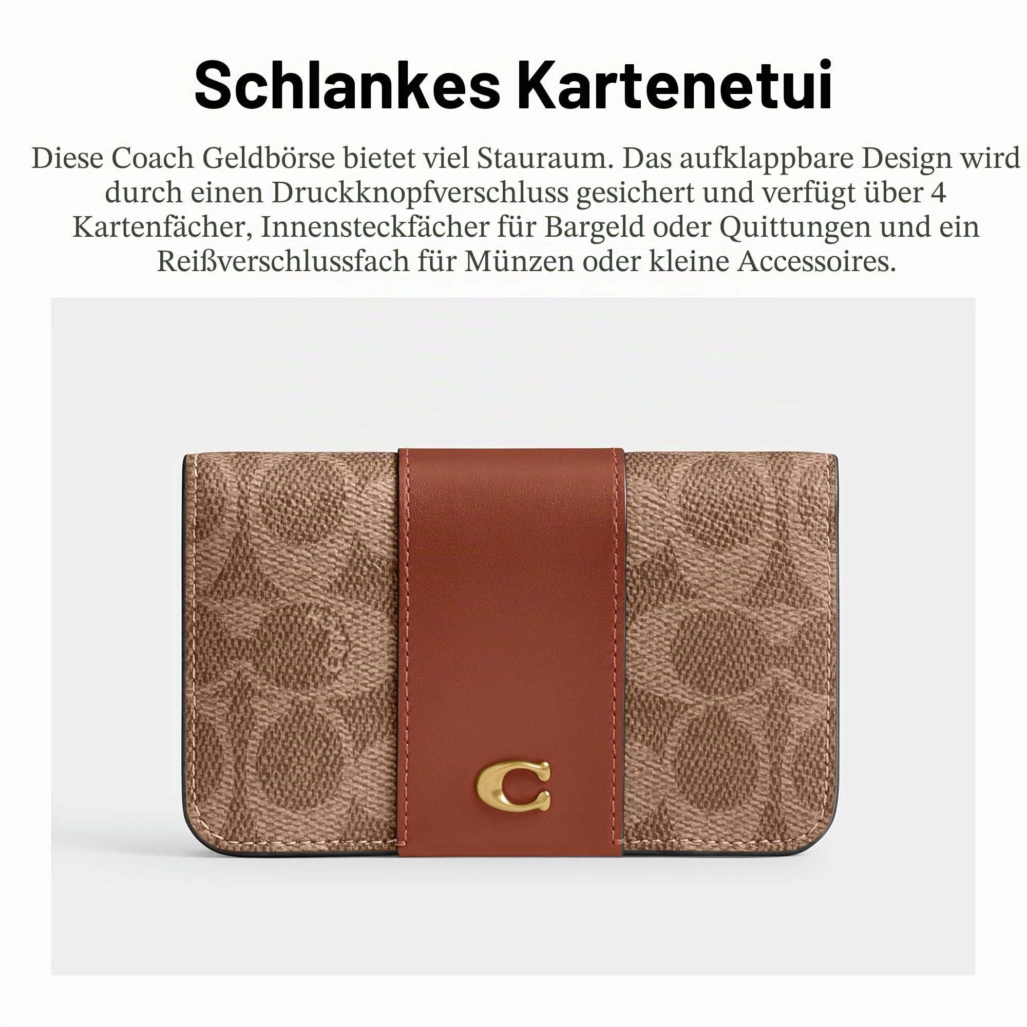 Coach Kartenetui Damen Slim B4/Tan Caramel Slim Card Case, B4/Tan Caramel, Schlankes Kartenetui