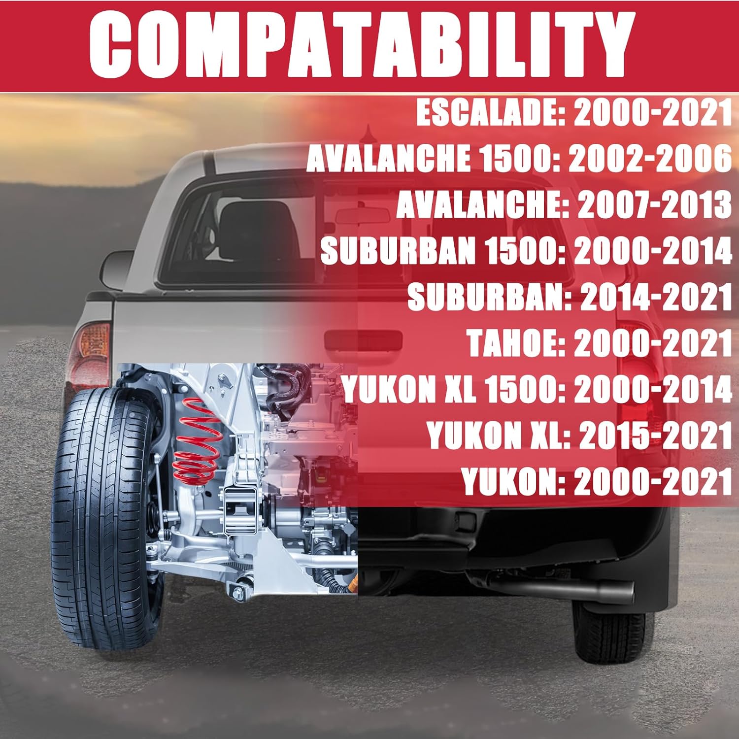 929-930 1"-3" Lift Rear Heavy Duty Coil Springs Compatible with 2000-2023 Escalade/Avalanche/Suburban/Tahoe/Yukon XL, Provide Extra 100% Load Capacity, Black