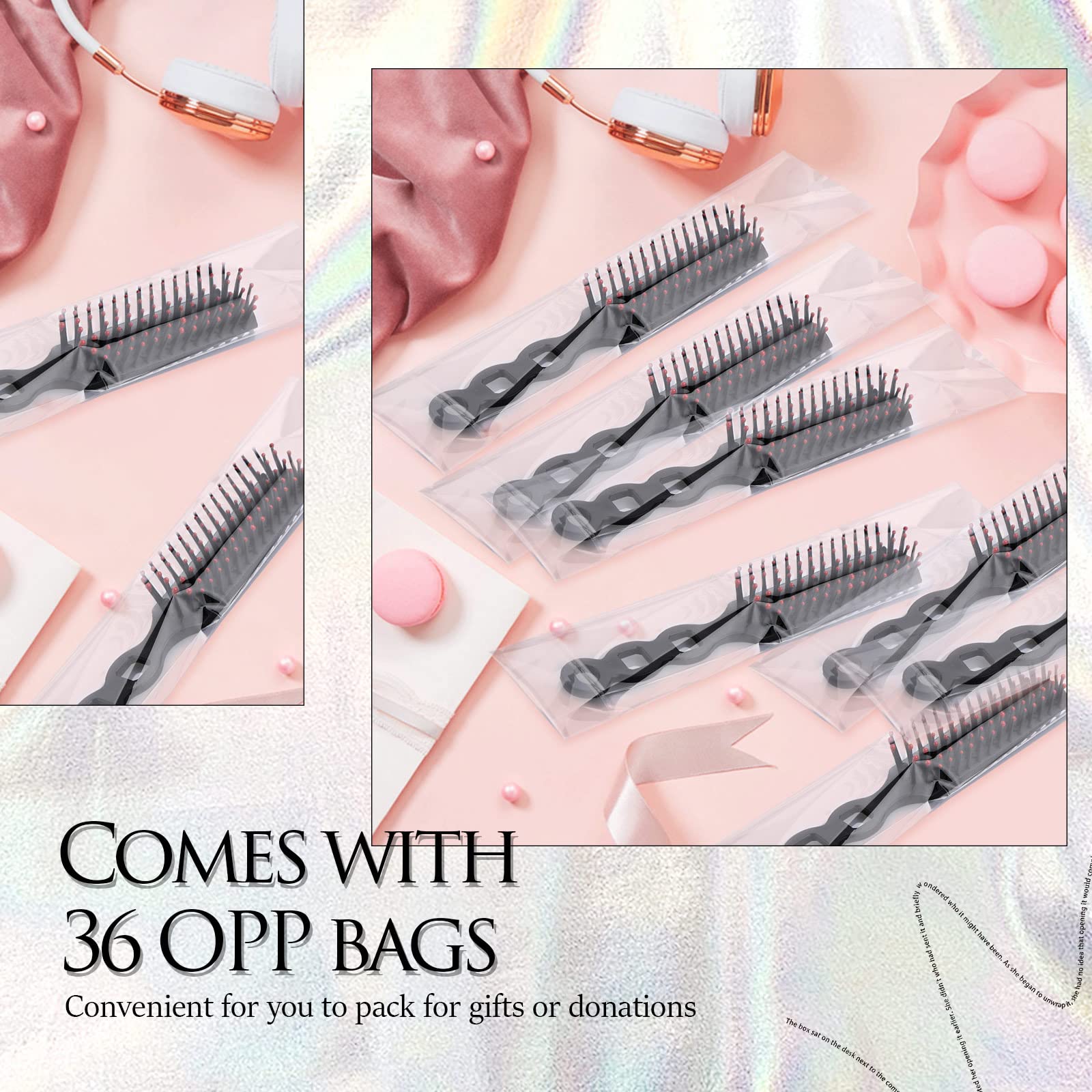 36 cepillos de pelo a granel para personas sin hogar, desechables envueltos individualmente, cerdas de nailon, cepillo para desenredar para personas sin hogar, albergue, hotel, enfermería