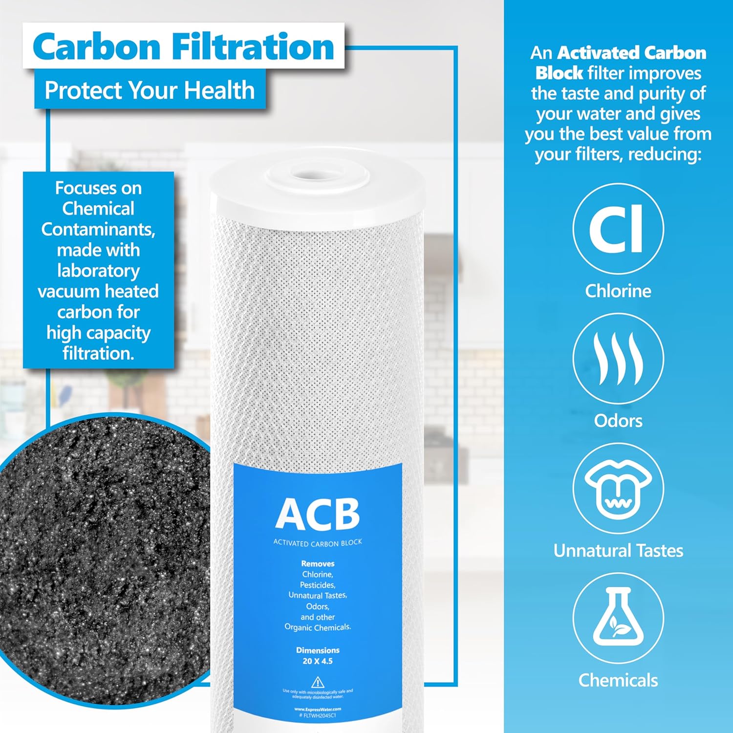 Express Water Whole House Iron & Manganese Water Filter Set – 3 Stage Water Filtration Replacement Kit – Sediment, Carbon Block, Iron & Manganese Reducing Filters – 5 Micron Water Filter 4.5 x 20 inch