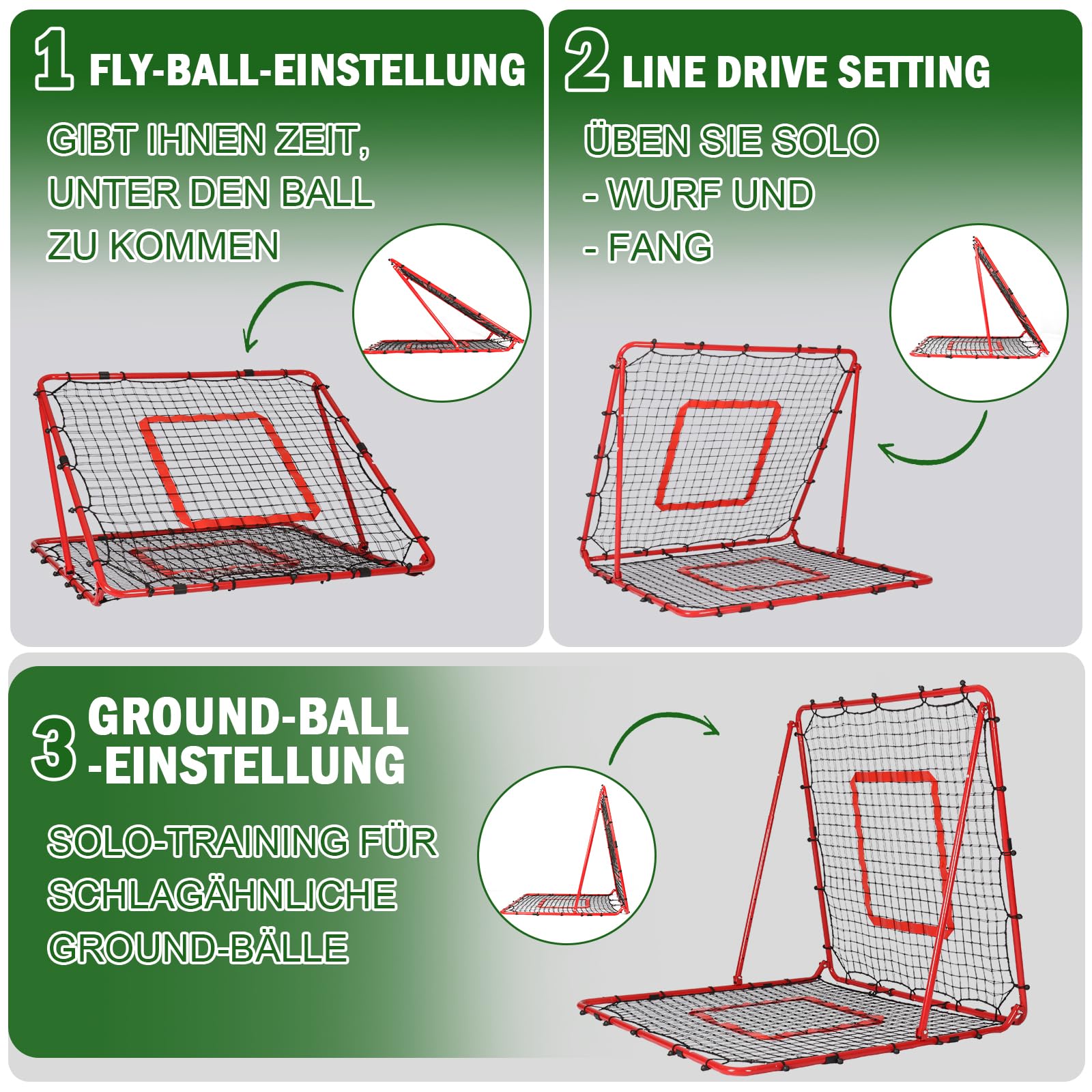 BaseGoal Rebounder für Fußball 120x120cm, Doppellagiges Netz, Faltbar