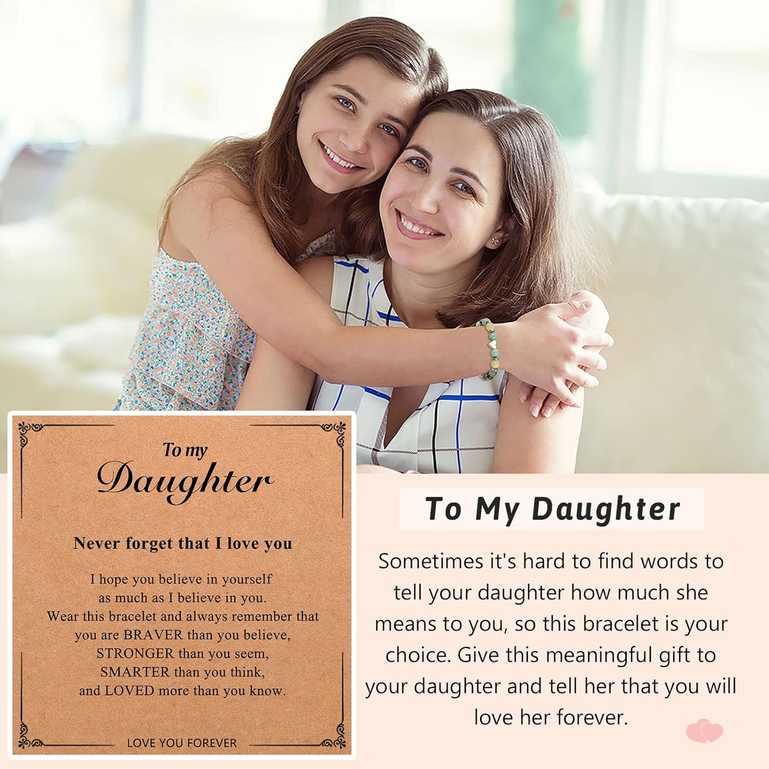 UPROMI To My Daughter/Granddaughter/Niece Bracelet, Back to School Graduation Valentines Christmas Birthday Gifts for Girls - Image 2