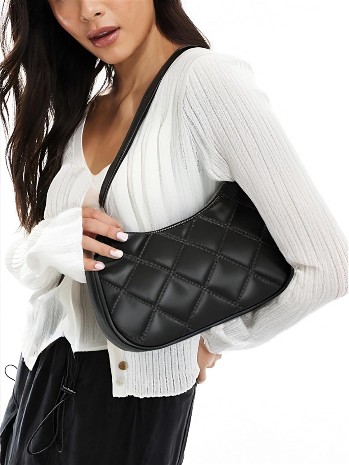 Shoulder Bags for Women, Cute Hobo Tote Handbag Mini Clutch Purse with Zipper Closure - Image 2