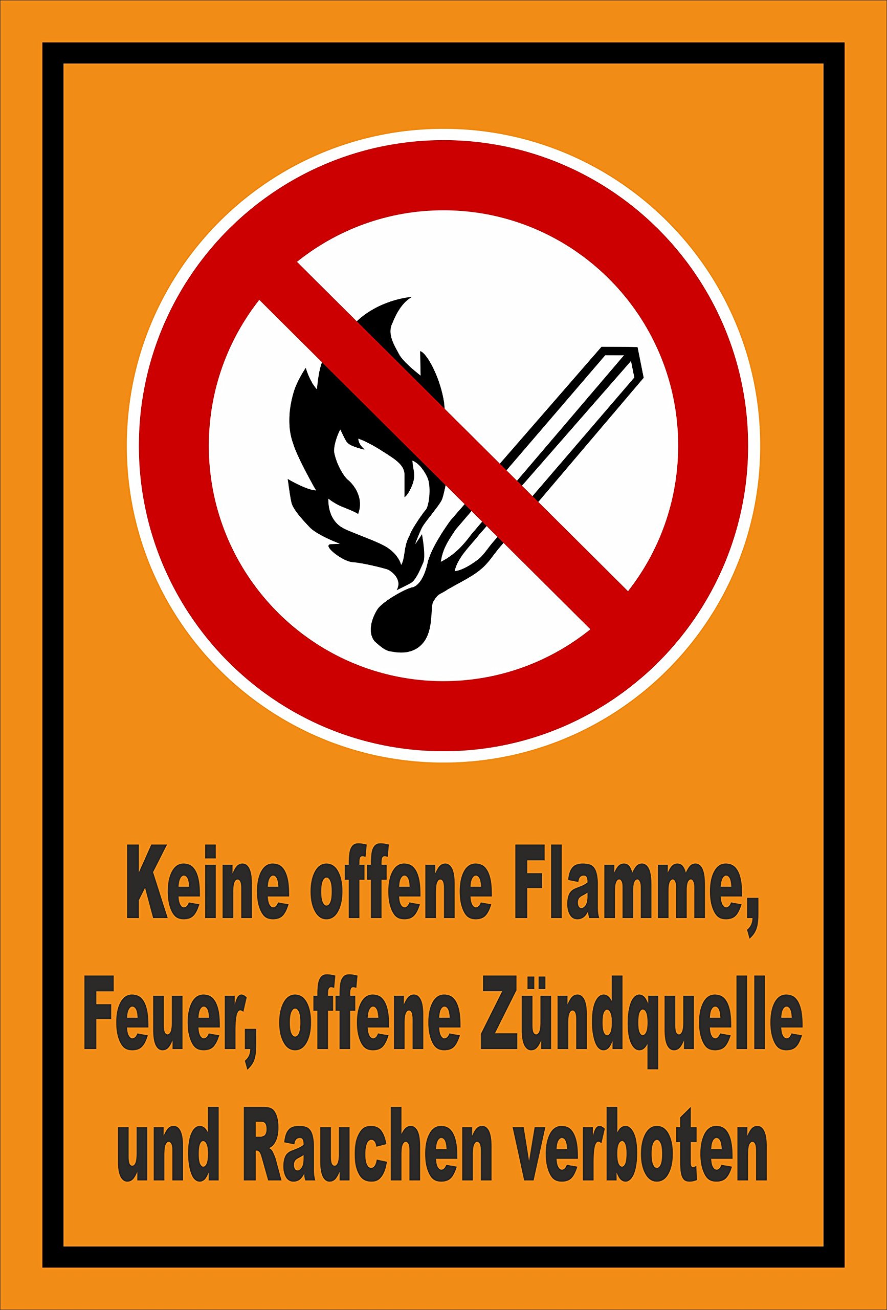 Schild Feuer Zündquellen Rauchen verboten - P003 – 60x40 cm – 3mm Aluverbund – mehrere Größen/Materialien