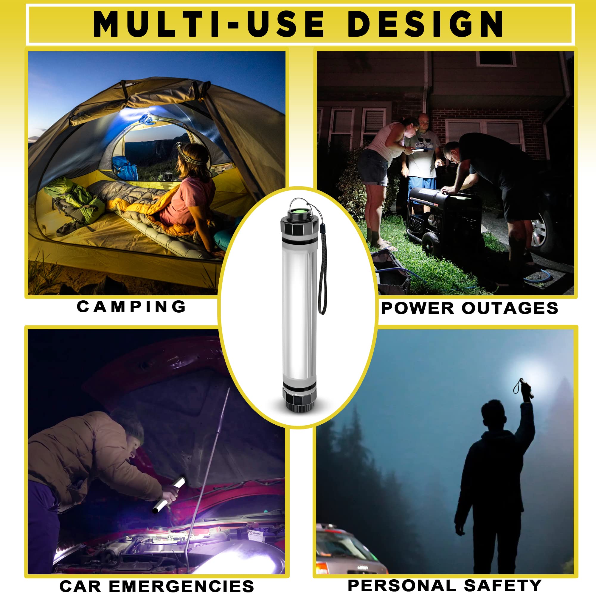 SunJack impermeable Lightstick (TM) – Luz con banco de energía portátil para Camping, Backpacking, y de emergencia Kit de supervivencia