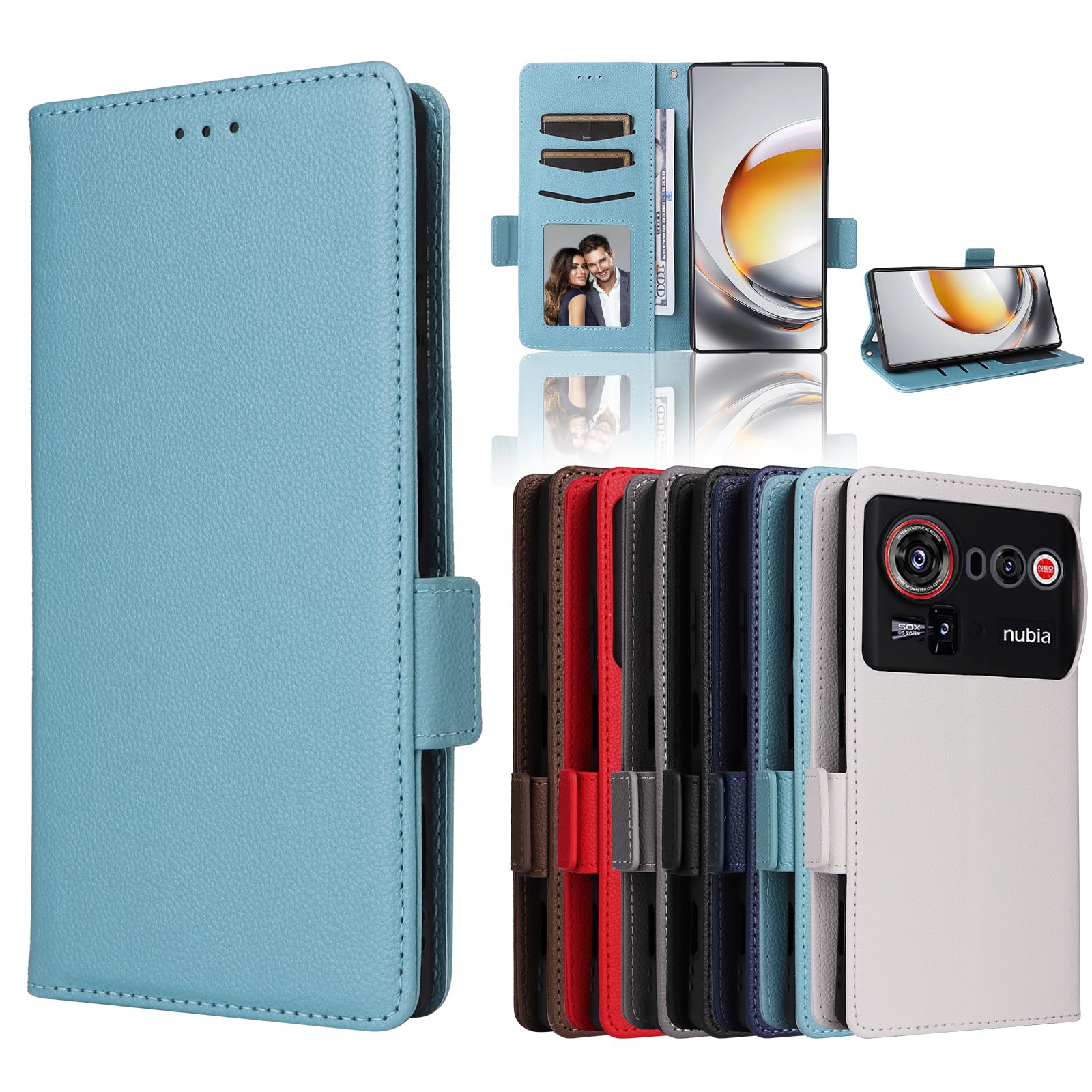 Etui z klapką do Z80 Ultra Stand Magnetyczne Zamknięcie, Teksturowane Skórzane Etui Folio do ZTE Nubia Z80 Ultra(2)